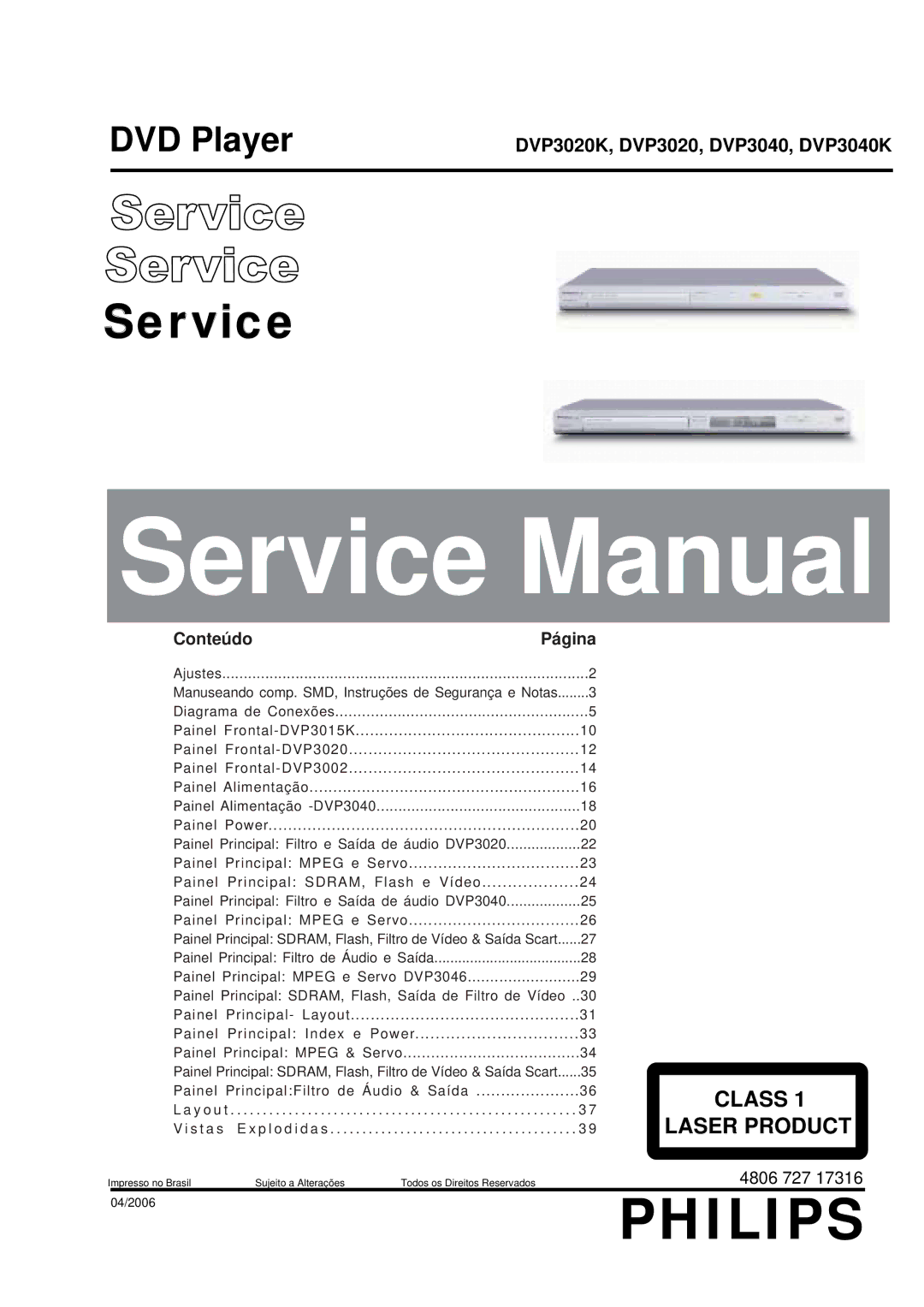 Philips DVP3040K, DVP3020K service manual Philips 