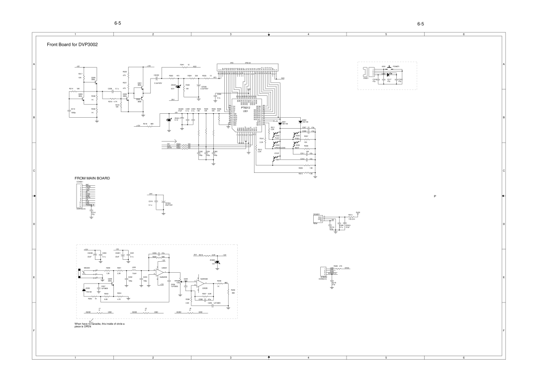 Philips DVP3015K, DVP3046 Front Board for DVP3002, R200 C305 R201 C306 R202 C307 R203 C308 R204 C309, LED1, C303 C304 