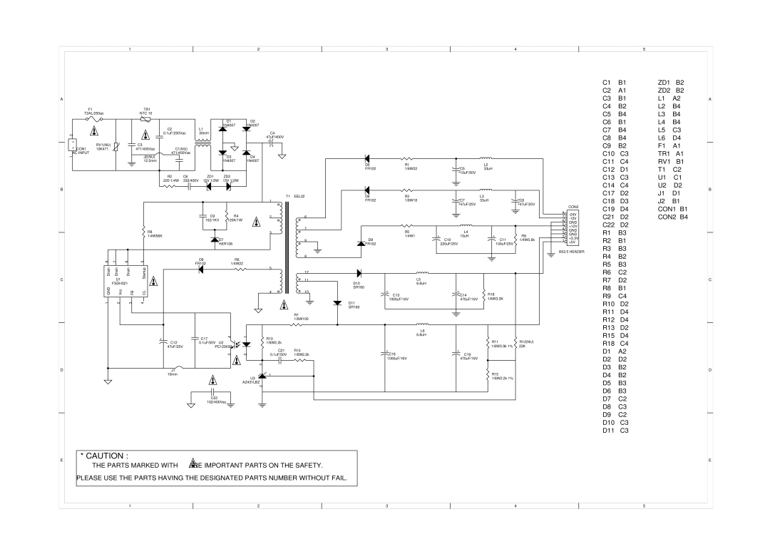 Philips DVP3042, DVP3046, DVP3028 service manual ZD1 ZD2, Power Supply For DVP3015K / 3020K / 3026K 