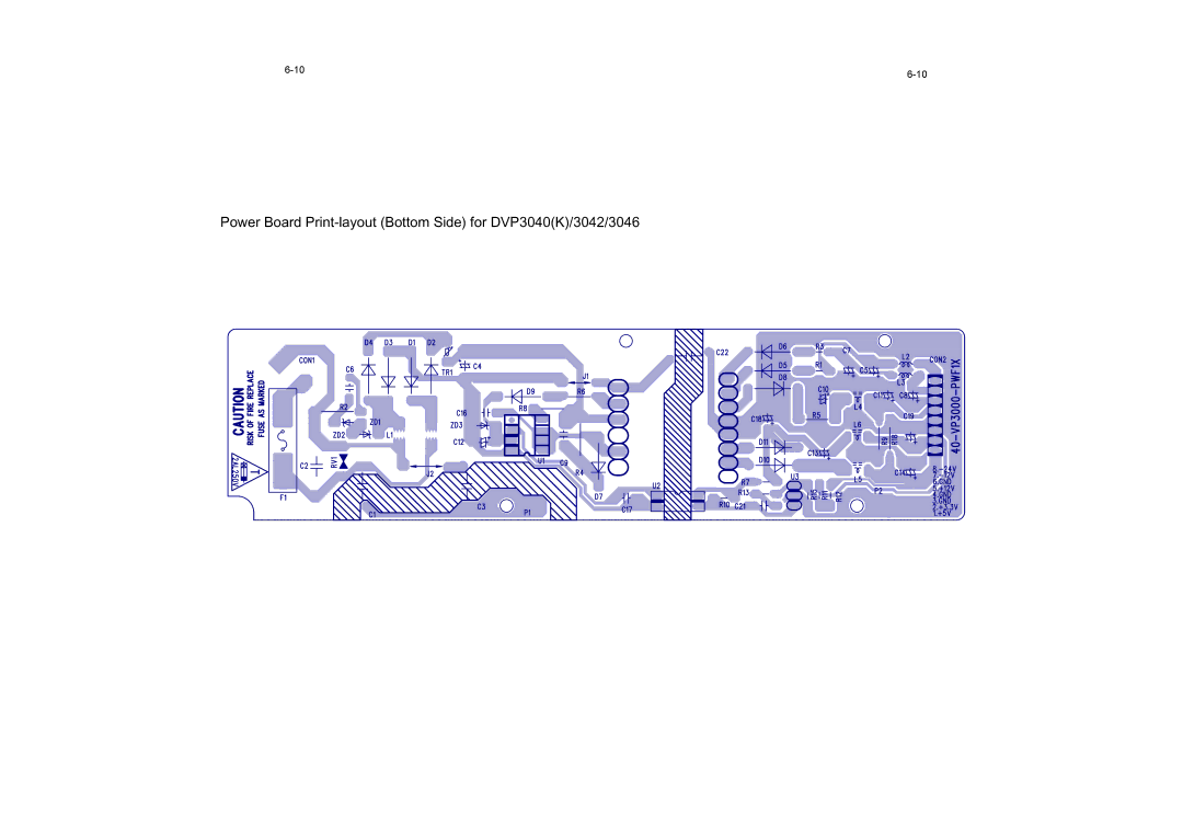 Philips DVP3046, DVP3042, DVP3028, DVP3015K service manual Power Board Print-layout Bottom Side for DVP3040K/3042/3046 