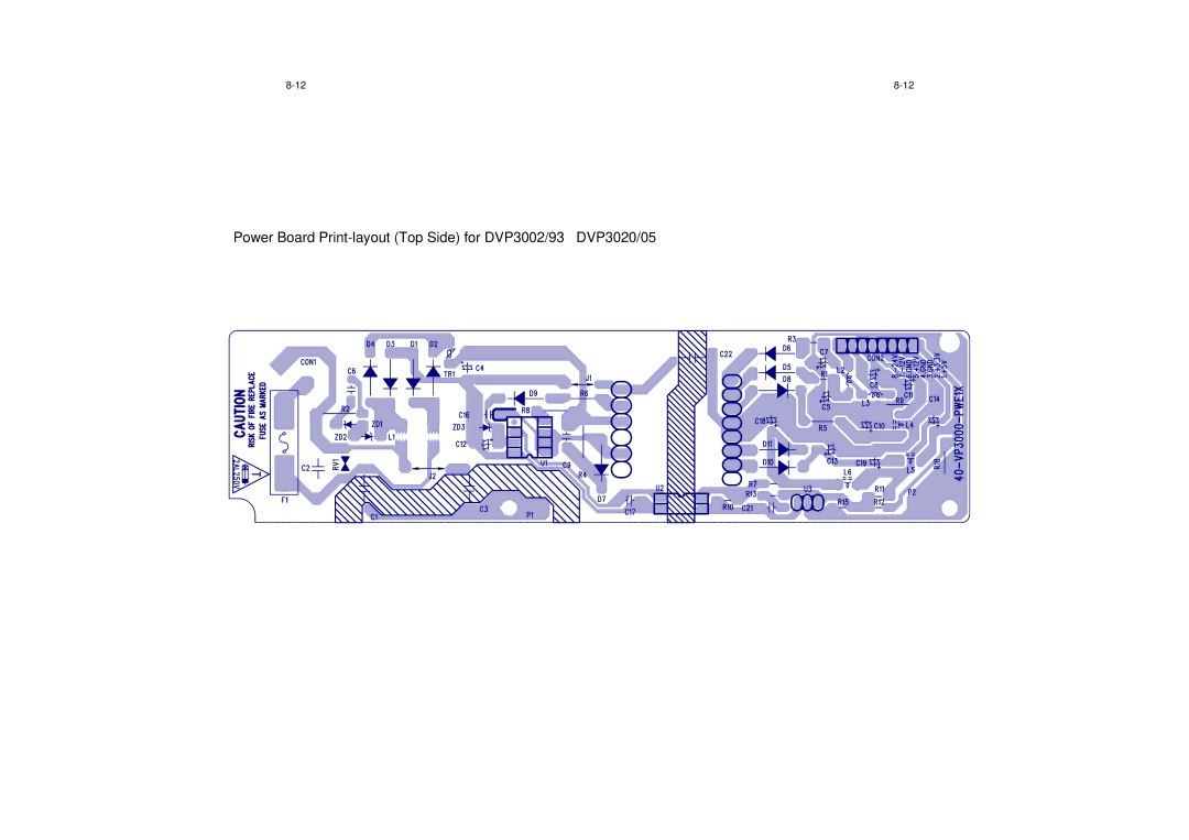 Philips DVP3028, DVP3046, DVP3042, DVP3015K service manual Power Board Print-layout Top Side for DVP3002/93 DVP3020/05 