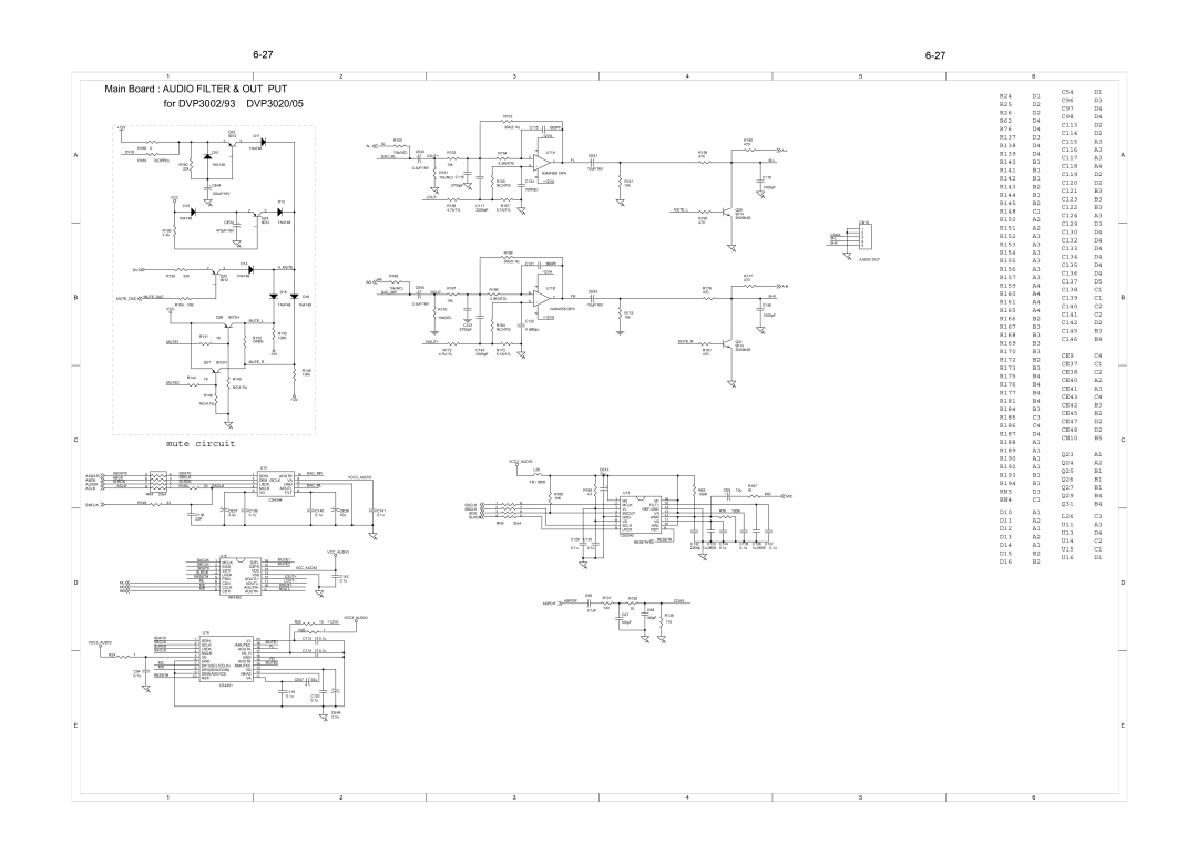 Philips DVP3042 Main Board Audio Filter & OUT PUT For DVP3002/93 DVP3020/05, R188 R189 R190 Q23 R192 Q24 R193 Q25 R194 Q26 