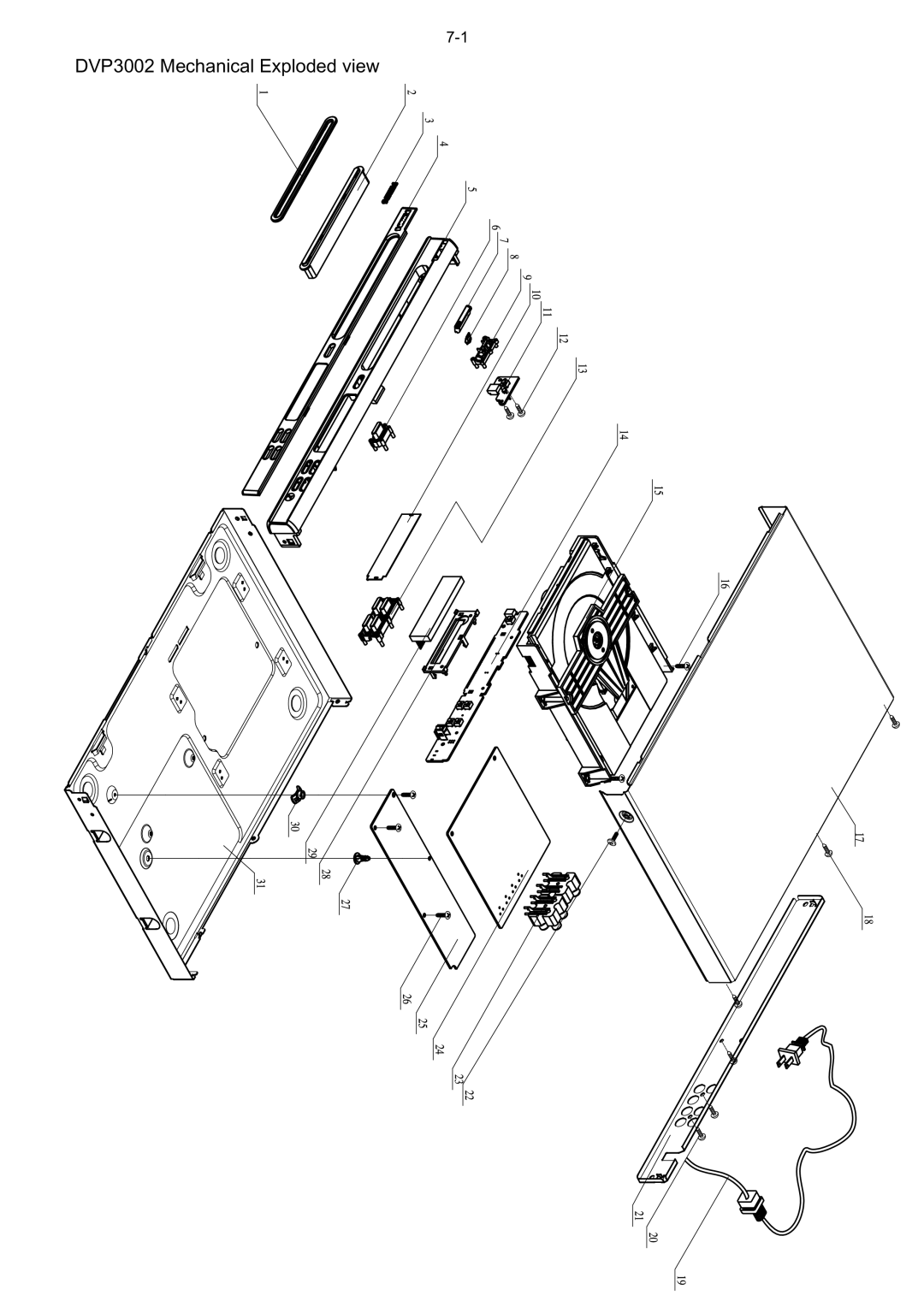 Philips DVP3046, DVP3042, DVP3028, DVP3015K service manual 71 DVP3002 Mechanical Exploded view 