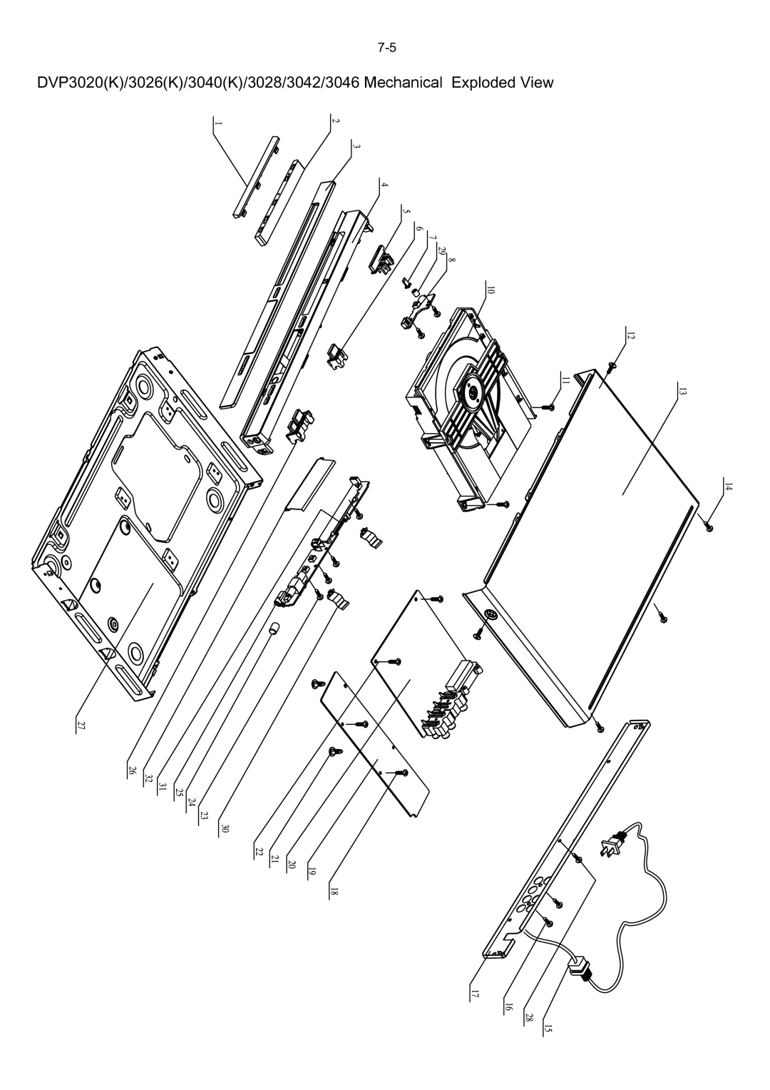 Philips DVP3028, DVP3046, DVP3042, DVP3015K service manual DVP3020K/3026K/3040K/3028/3042/3046 Mechanical Exploded View 