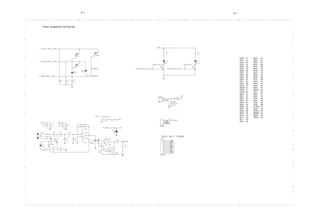 Philips DVP3046, DVP3042, DVP3028 Front Board for DVP3015K, R201 Q200 R202 Q300 R203 Q301 R204, LED2, R205, LED3 