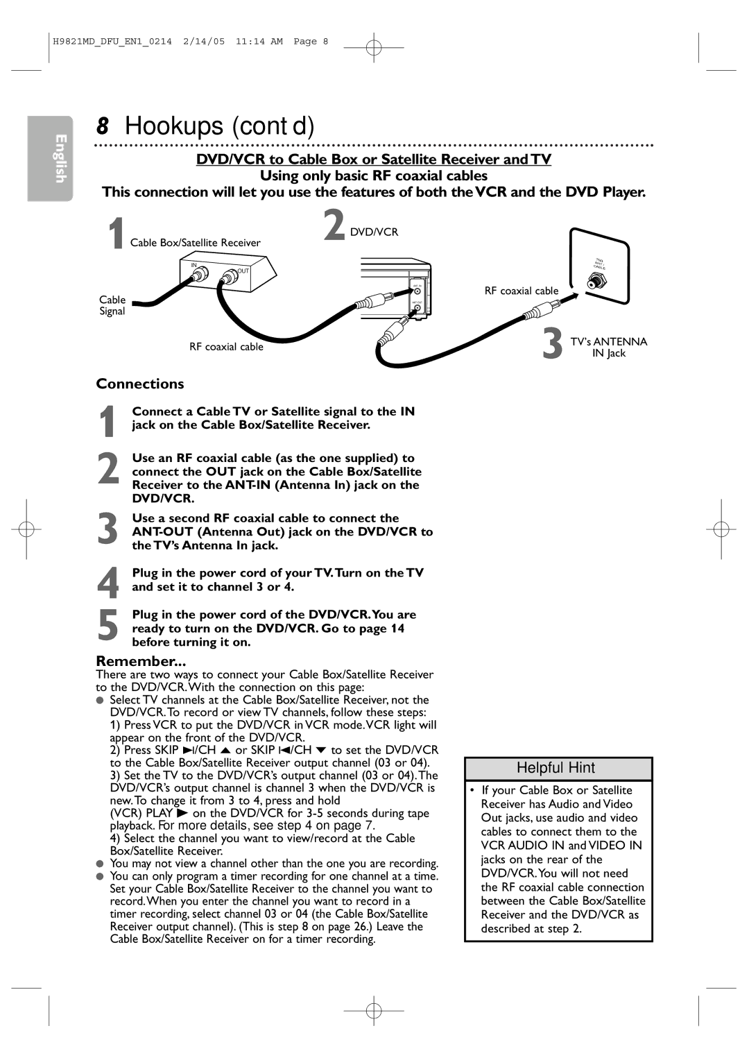 Philips DVP3050V user manual Connections, Remember 