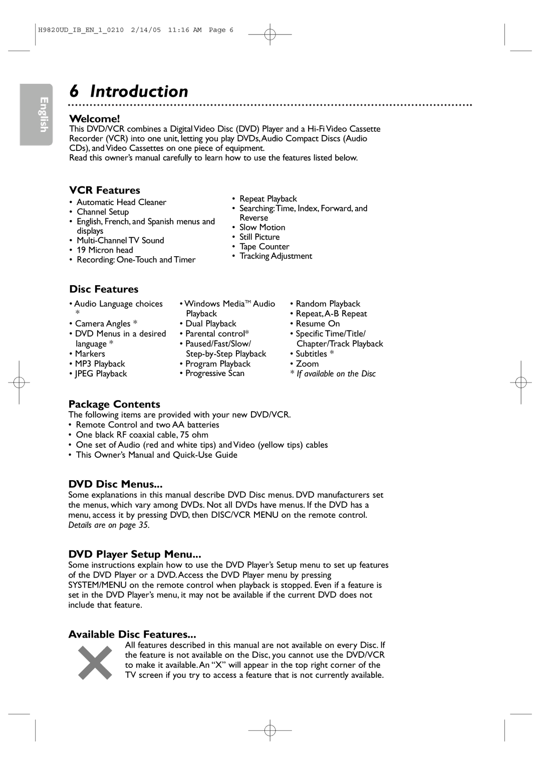 Philips DVP3050V/37B user manual Introduction 