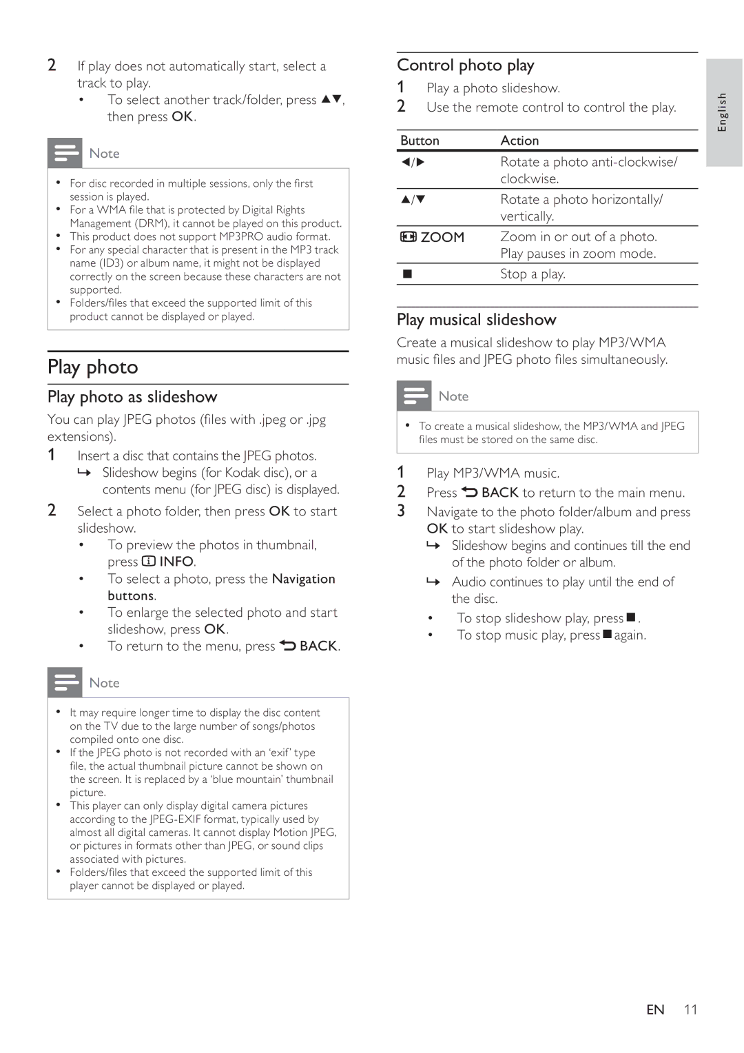 Philips DVP3100/96 user manual Play photo as slideshow, Control photo play, Play musical slideshow 