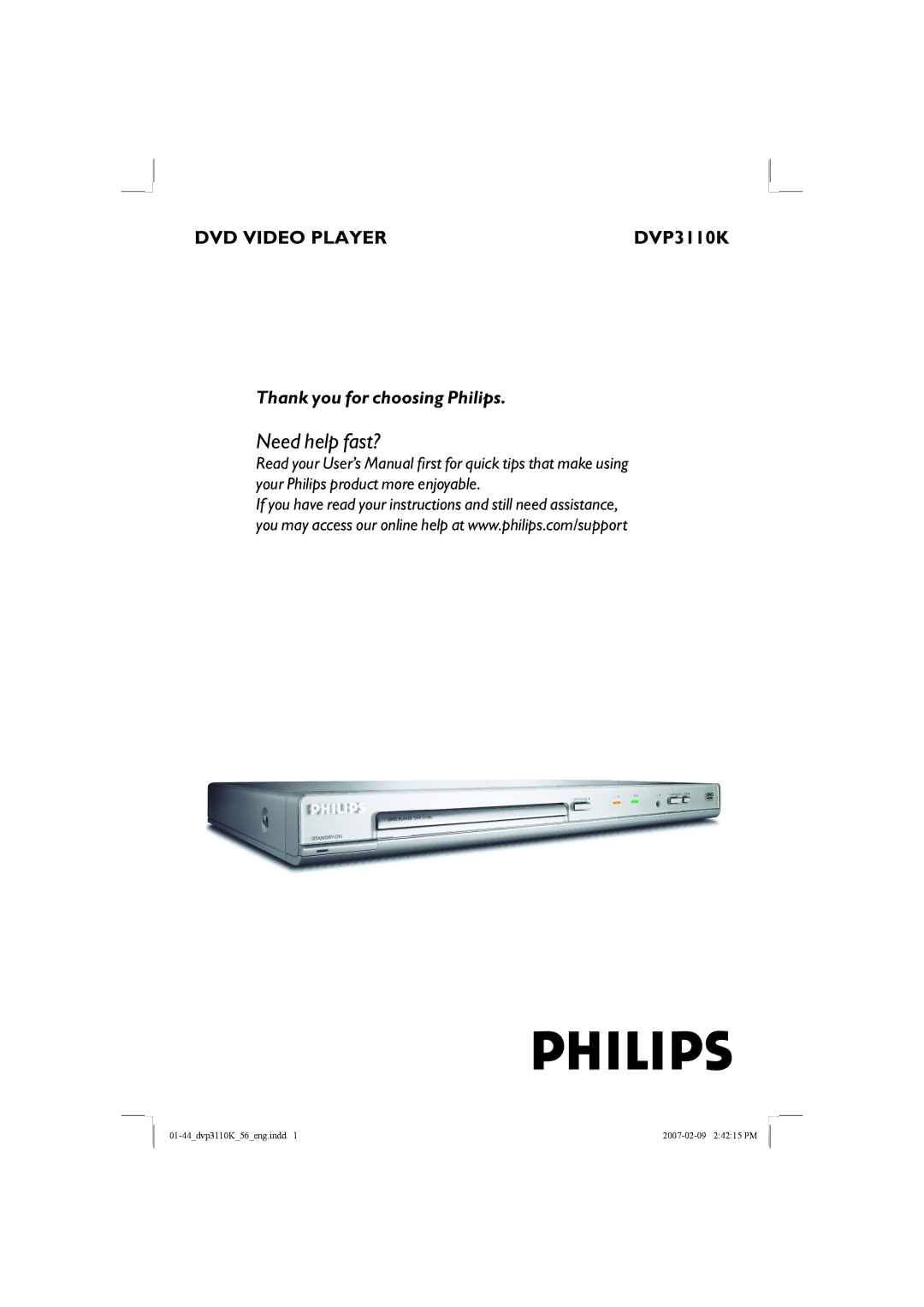 Philips DVP3110K/56 user manual Need help fast? 