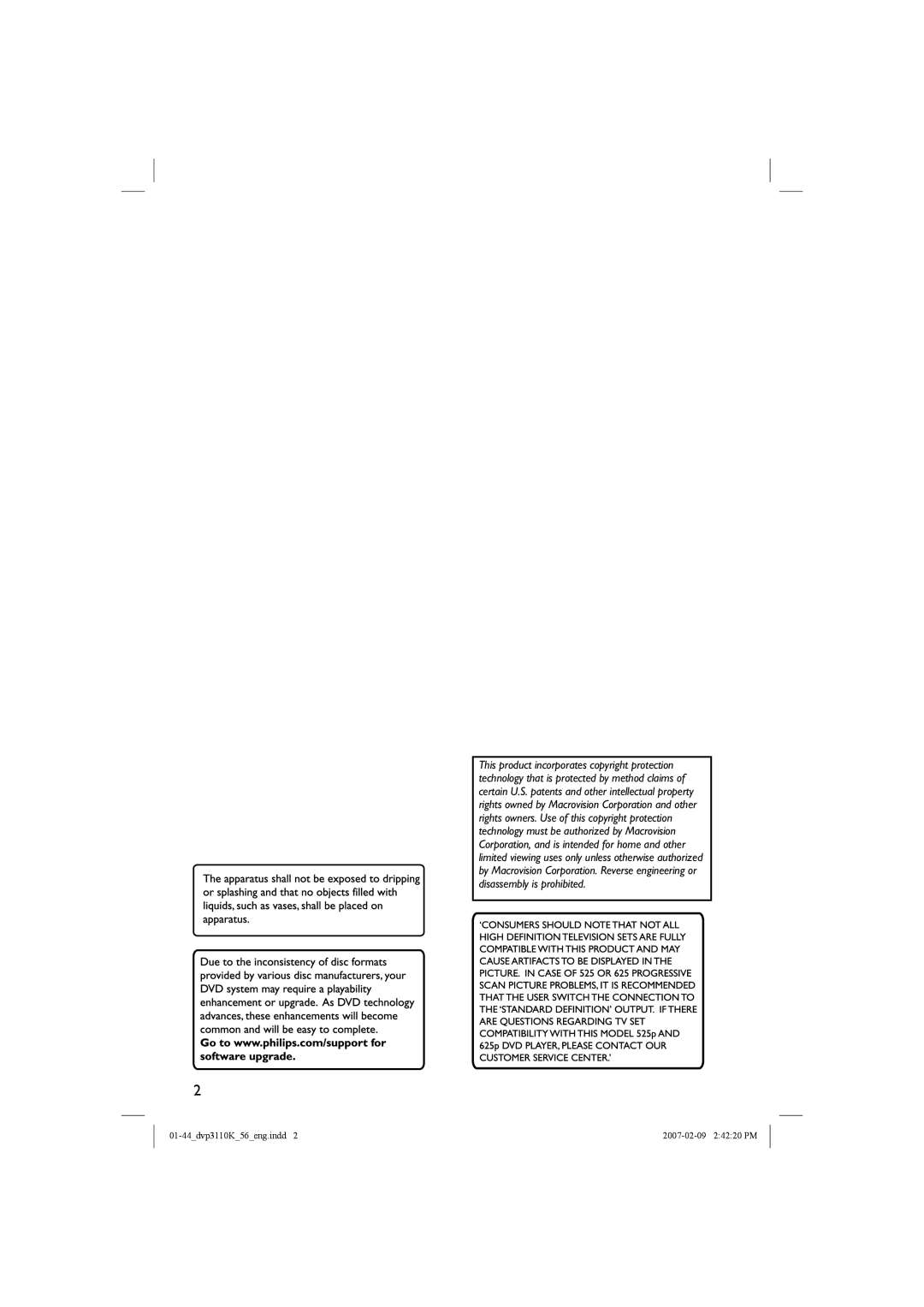 Philips DVP3110K/56 user manual 01-44dvp3110K56eng.indd 2007-02-09 24220 PM 