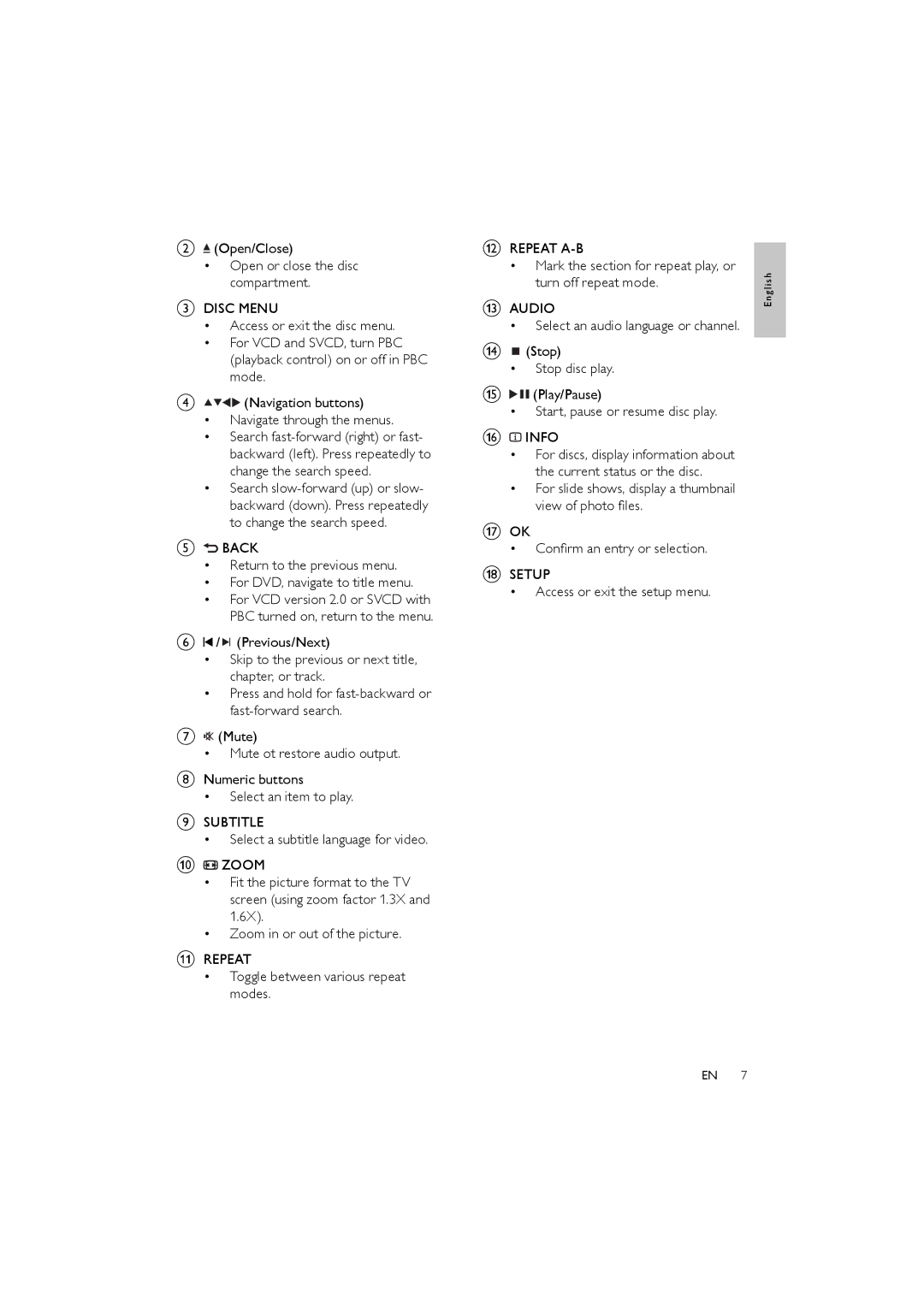 Philips DVP3111/51 user manual Press and hold for fast-backward or fast-forward search 