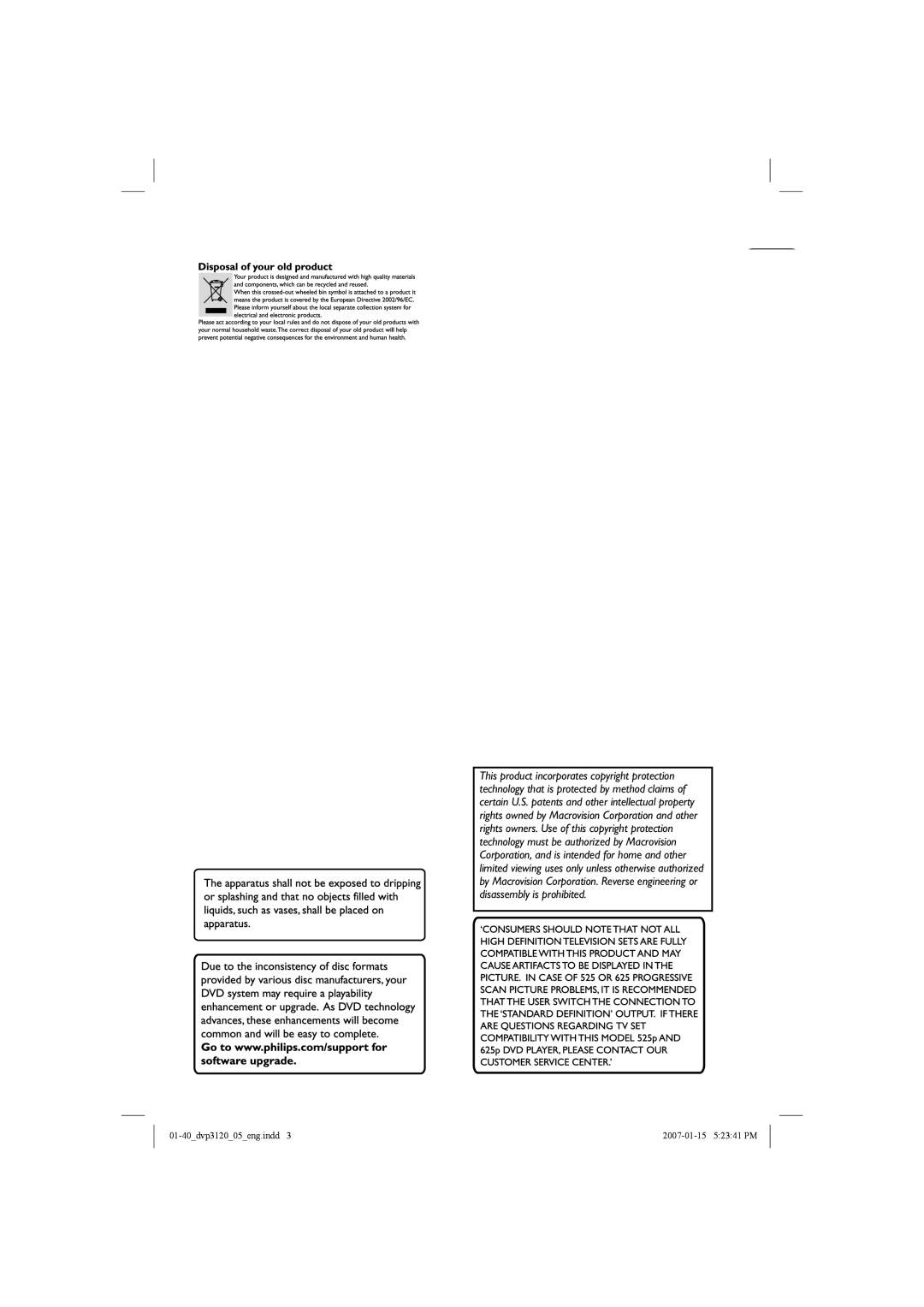 Philips DVP3120/05B user manual Nederlands Deutsch Español Français English 