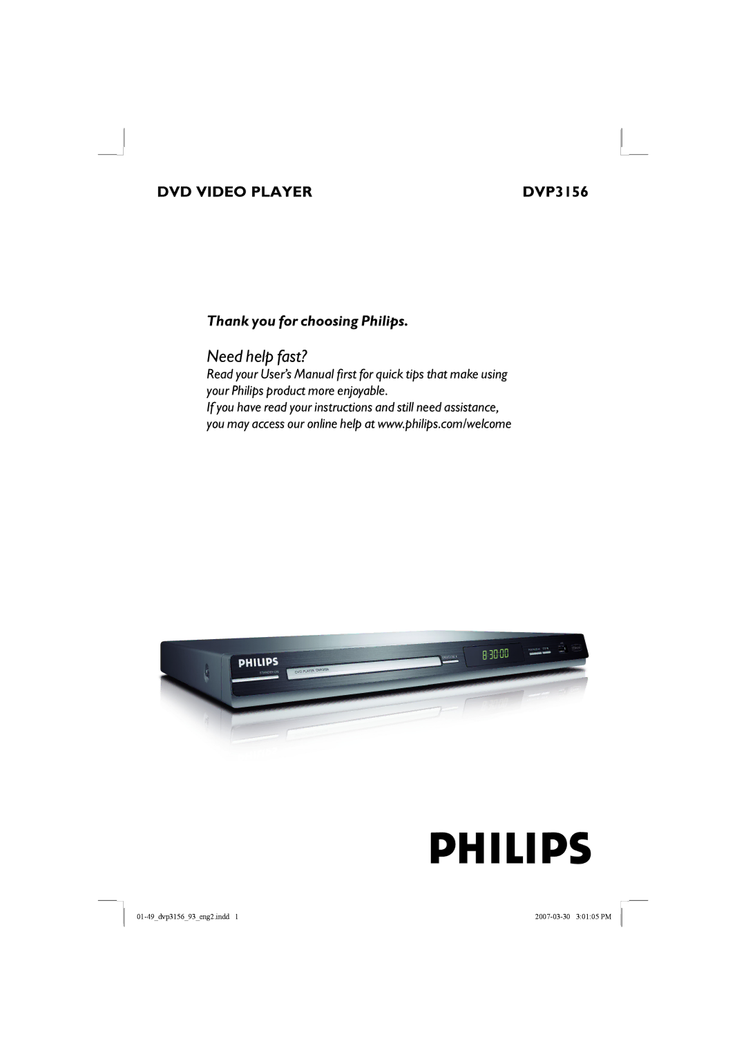 Philips DVP3156/93 user manual Need help fast? 