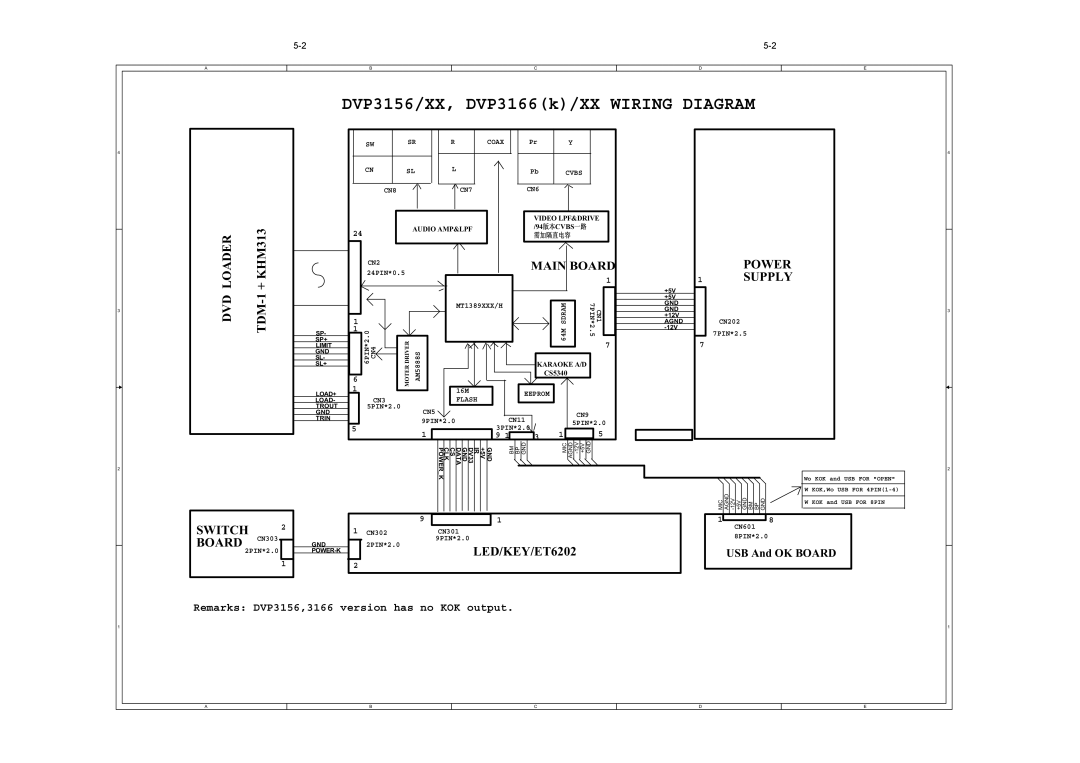 Philips DVP3166(K), DVP3160K service manual DVP3156/XX, DVP3166k/XX Wiring Diagram 