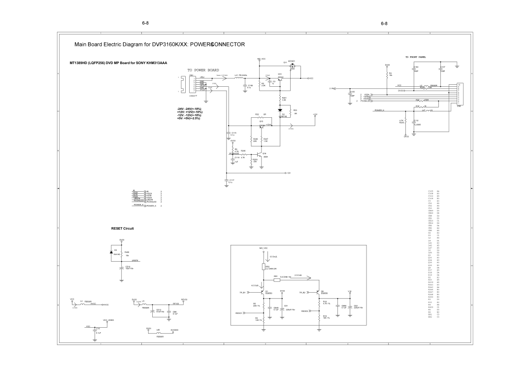 Philips DVP3156, DVP3166(K) service manual Main Board Electric Diagram for DVP3160K/XX POWER&CONNECTOR 