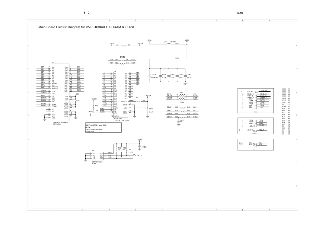 Philips DVP3156, DVP3166(K) service manual Main Board Electric Diagram for DVP3160K/XX Sdram & Flash 