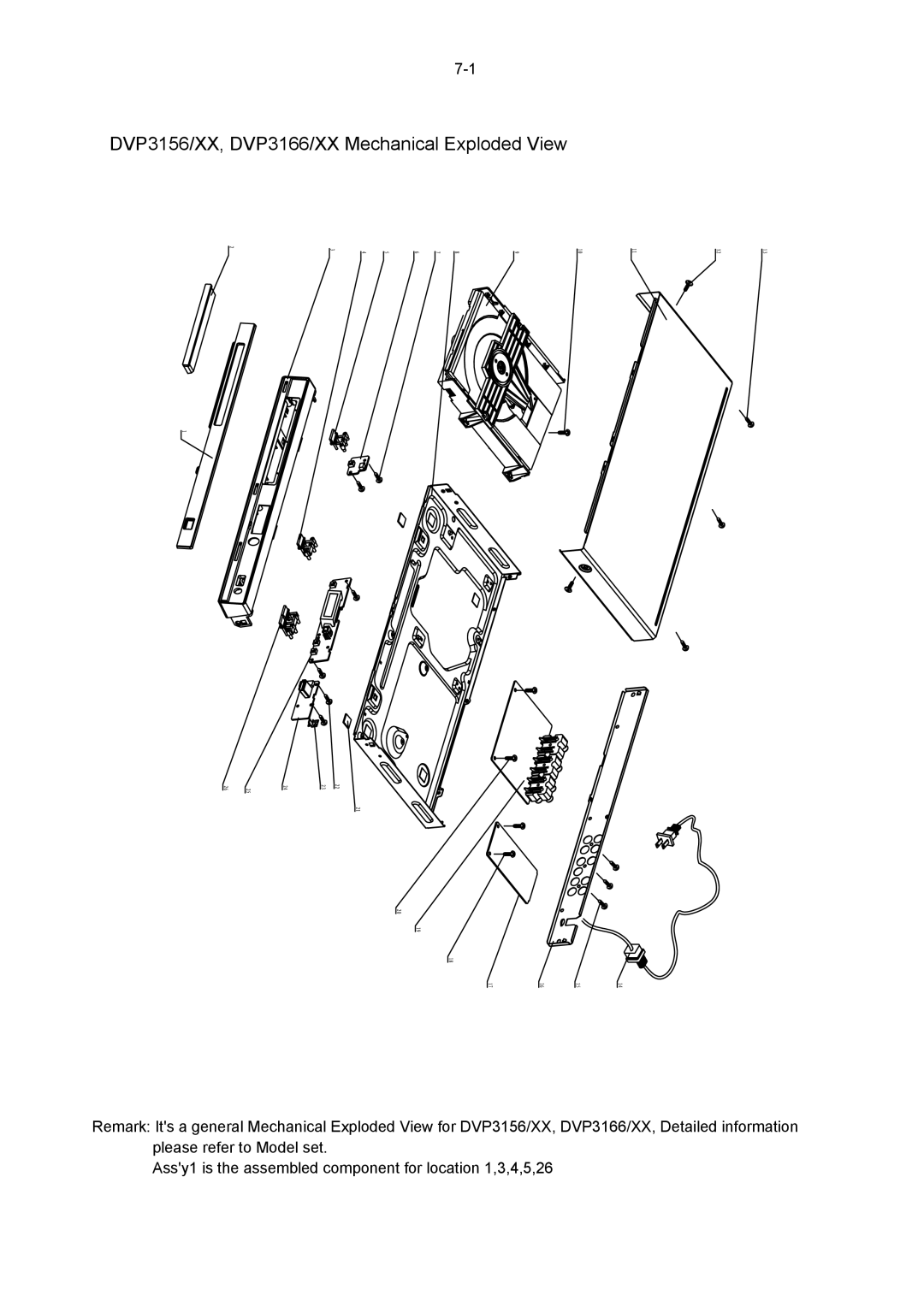 Philips DVP3160K, DVP3166(K) service manual DVP3156/XX, DVP3166/XX Mechanical Exploded View 