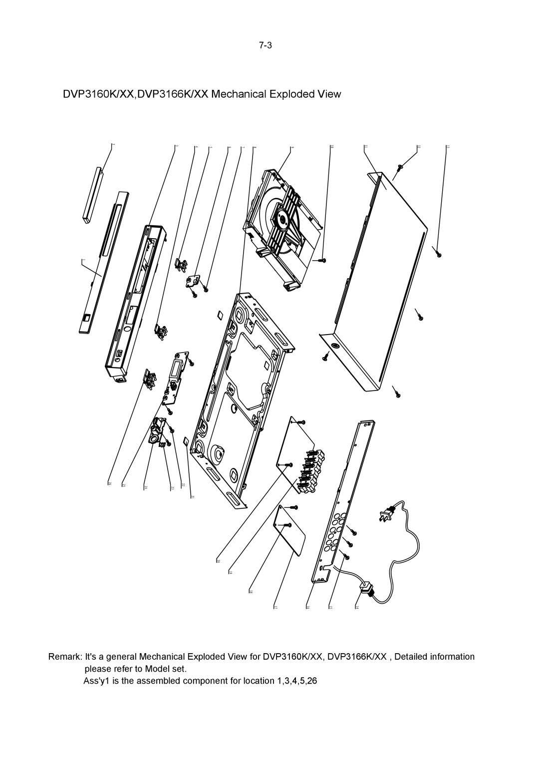 Philips DVP3166(K), DVP3156 service manual DVP3160K/XX,DVP3166K/XX Mechanical Exploded View 