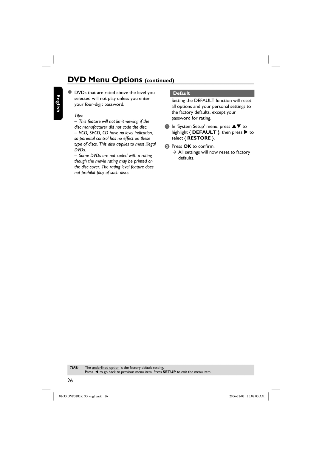 Philips DVP3180K/93 user manual Default 