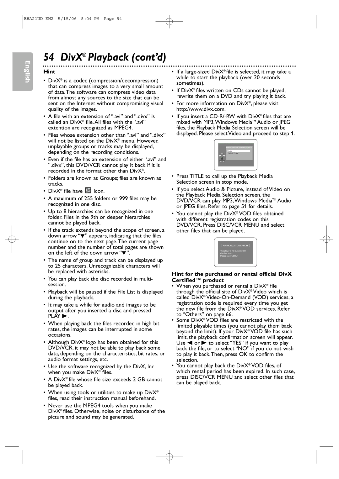 Philips DVP3200V/37B user manual Hint, Play B 