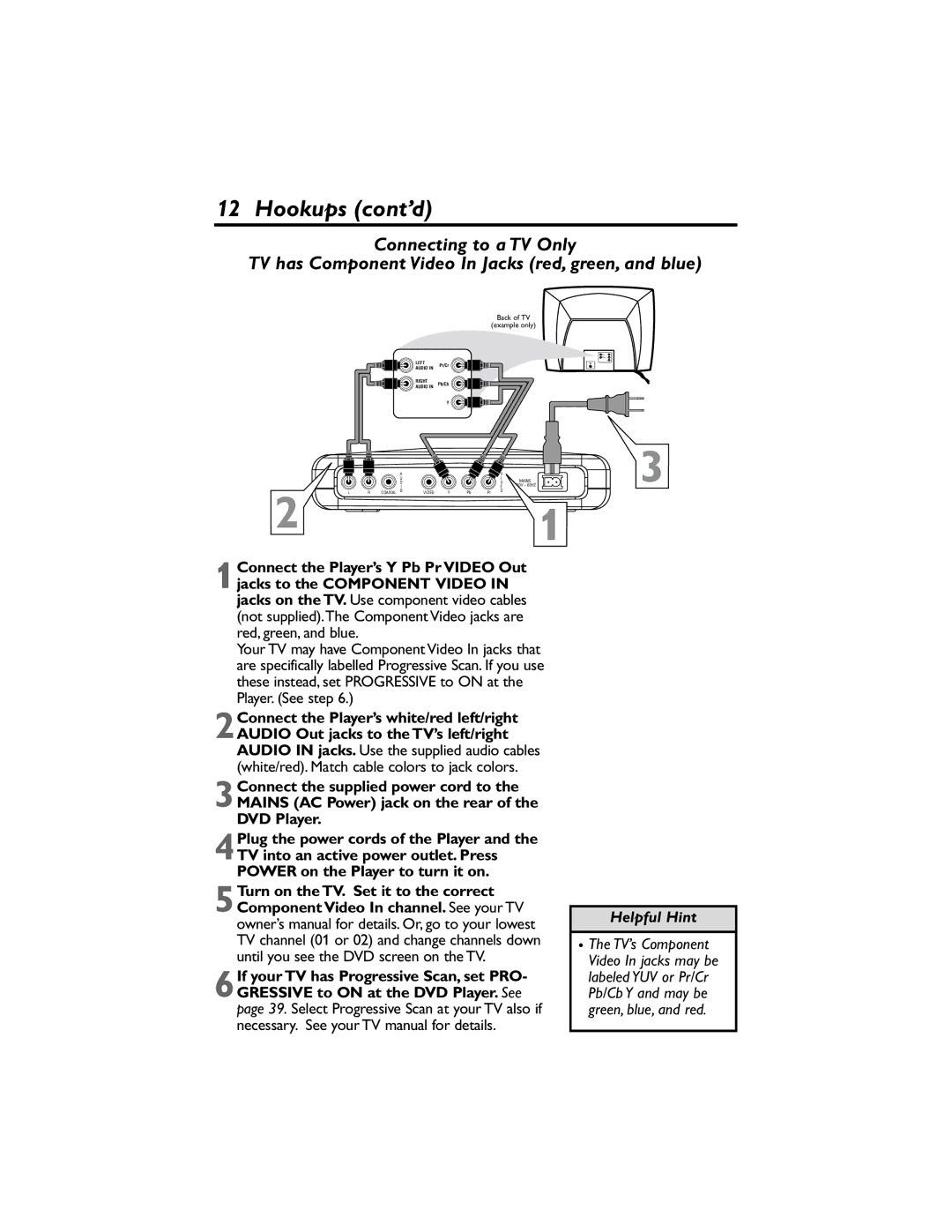 Philips DVP320F/17 owner manual Helpful Hint 