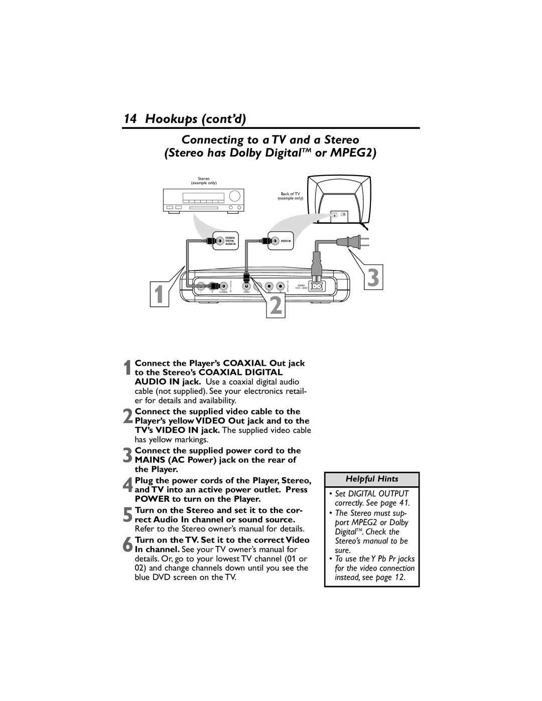 Philips DVP320F/17 owner manual Set Digital Output correctly. See 