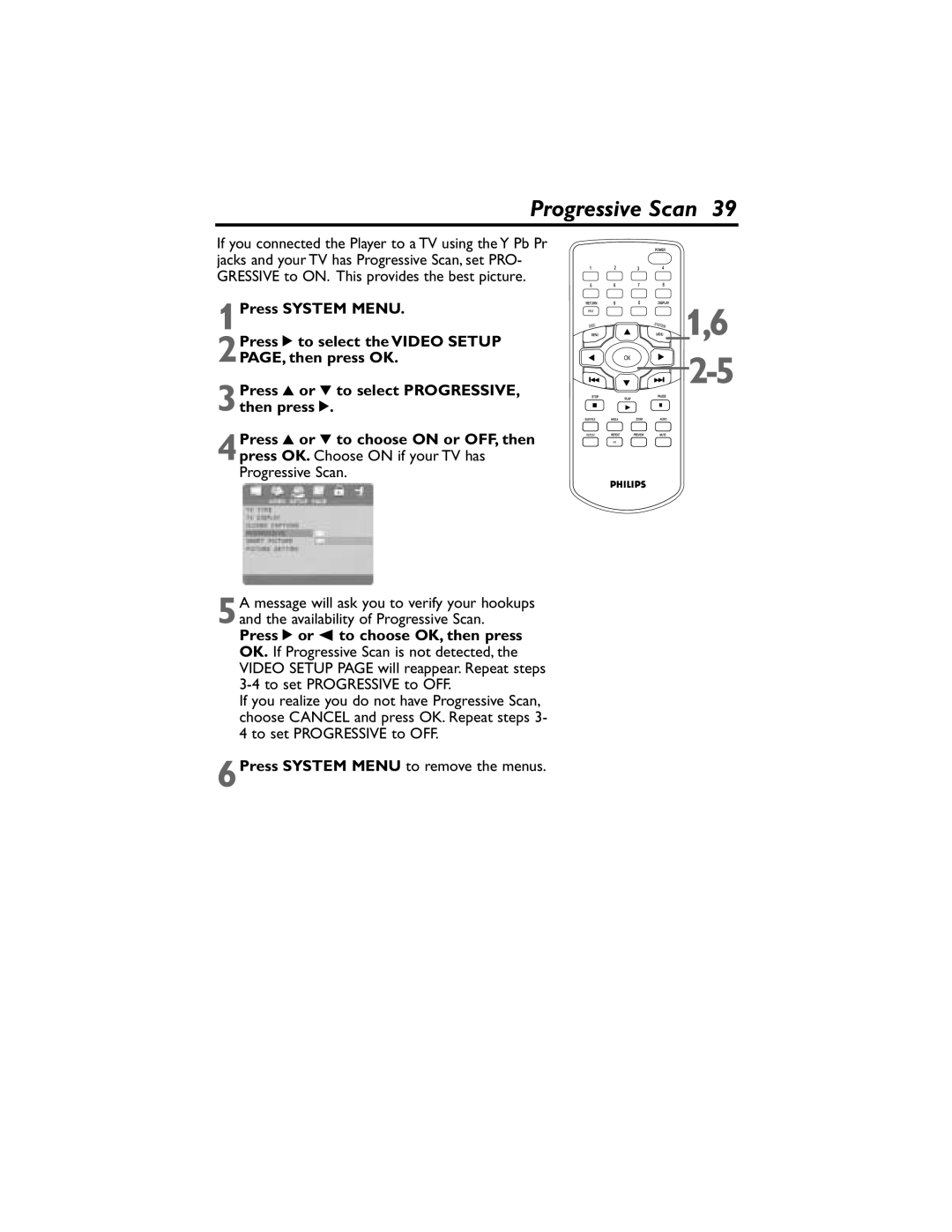 Philips DVP320F/17 owner manual Progressive Scan 