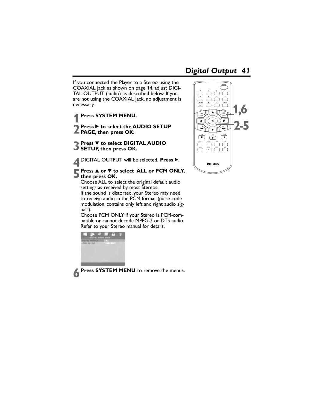 Philips DVP320F/17 owner manual Digital Output, Then press OK 