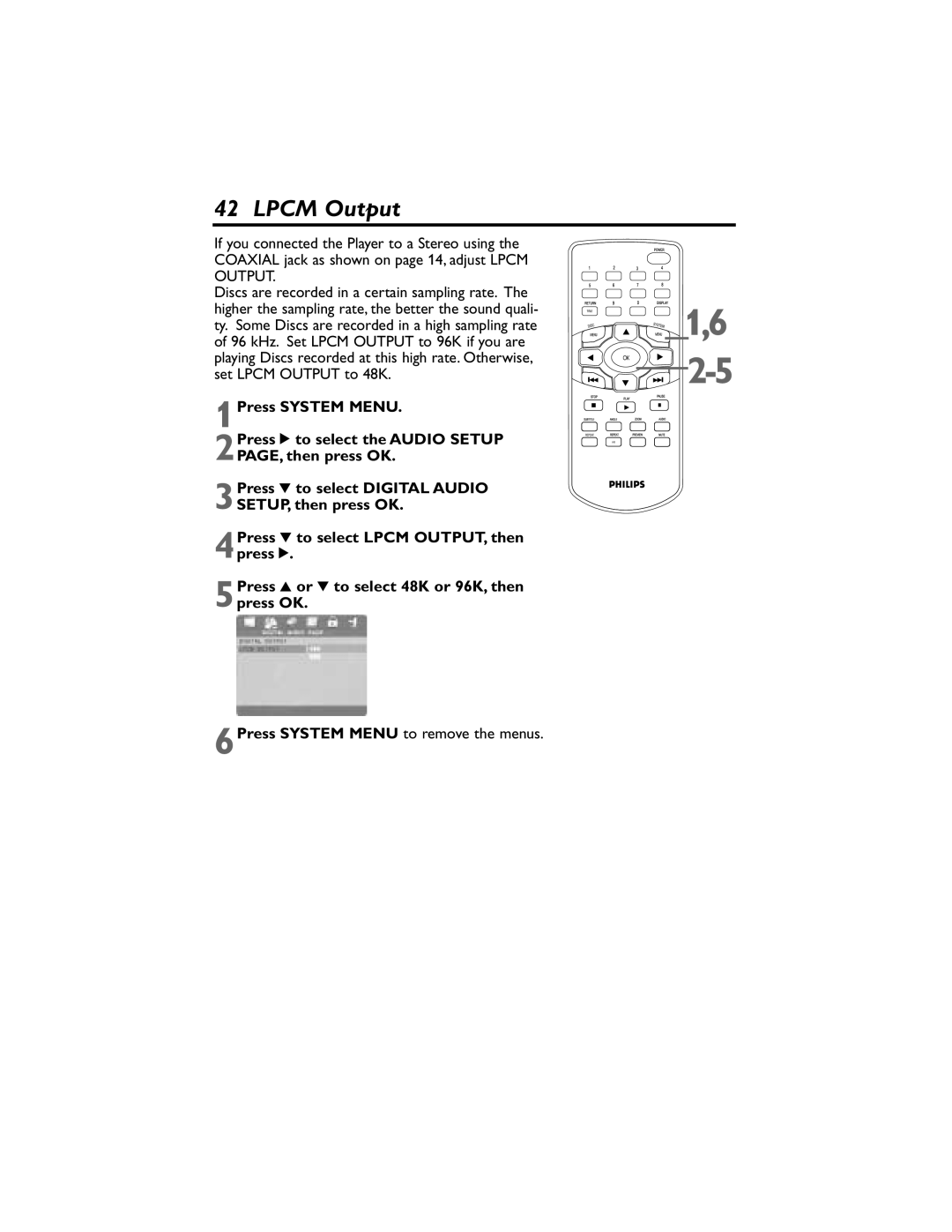 Philips DVP320F/17 owner manual Lpcm Output 