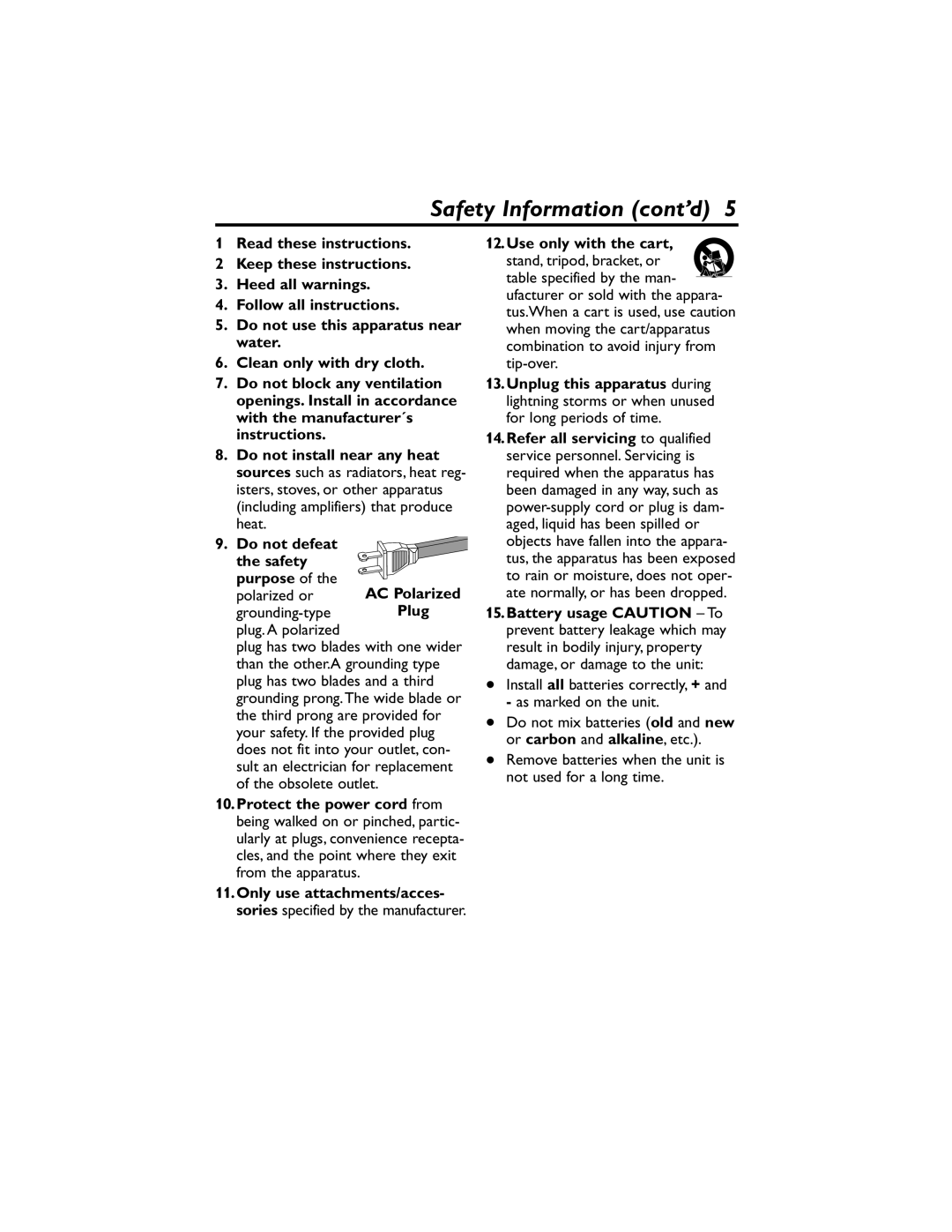 Philips DVP320F/17 owner manual Safety Information cont’d 