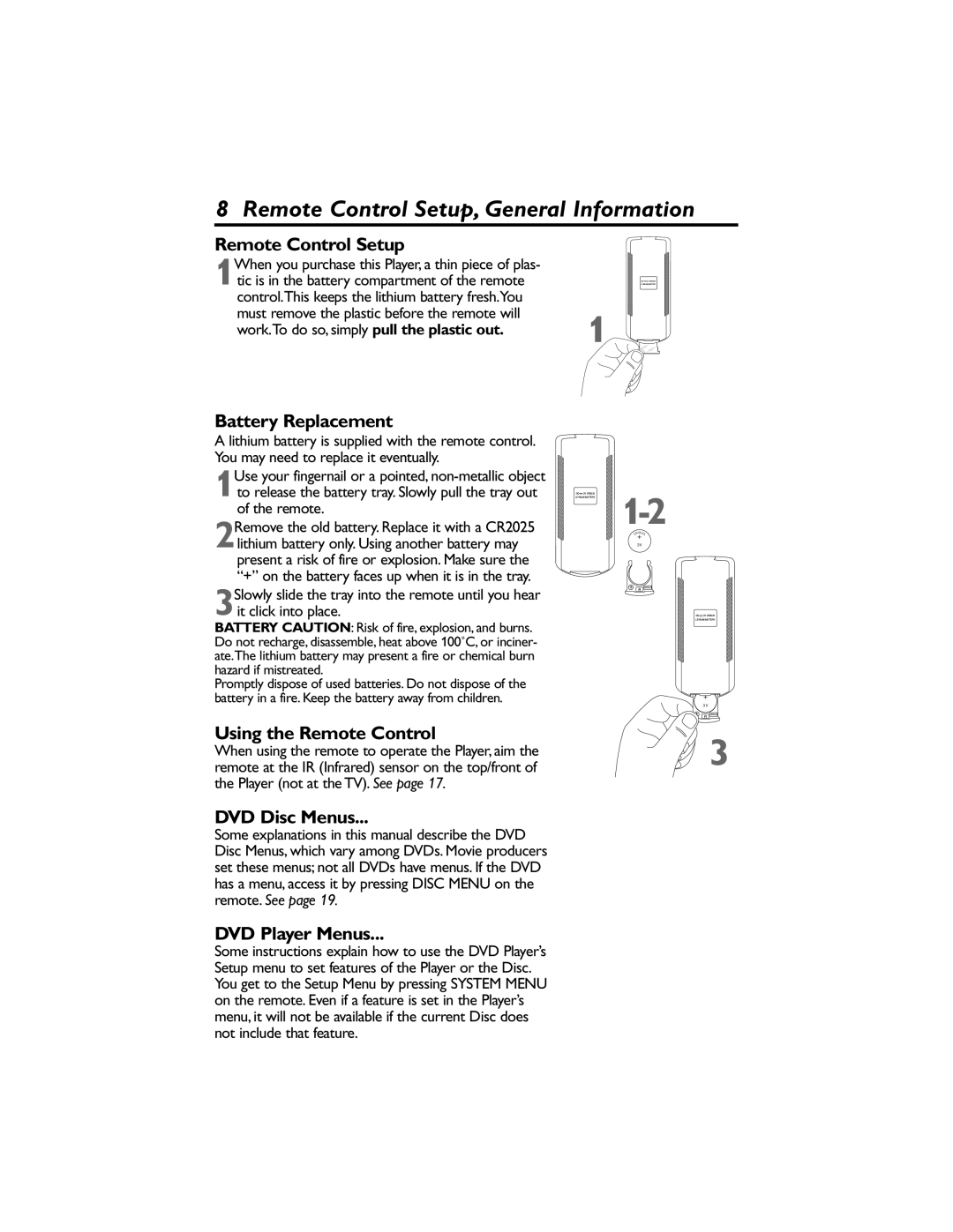 Philips DVP320F/17 owner manual Remote Control Setup, General Information 