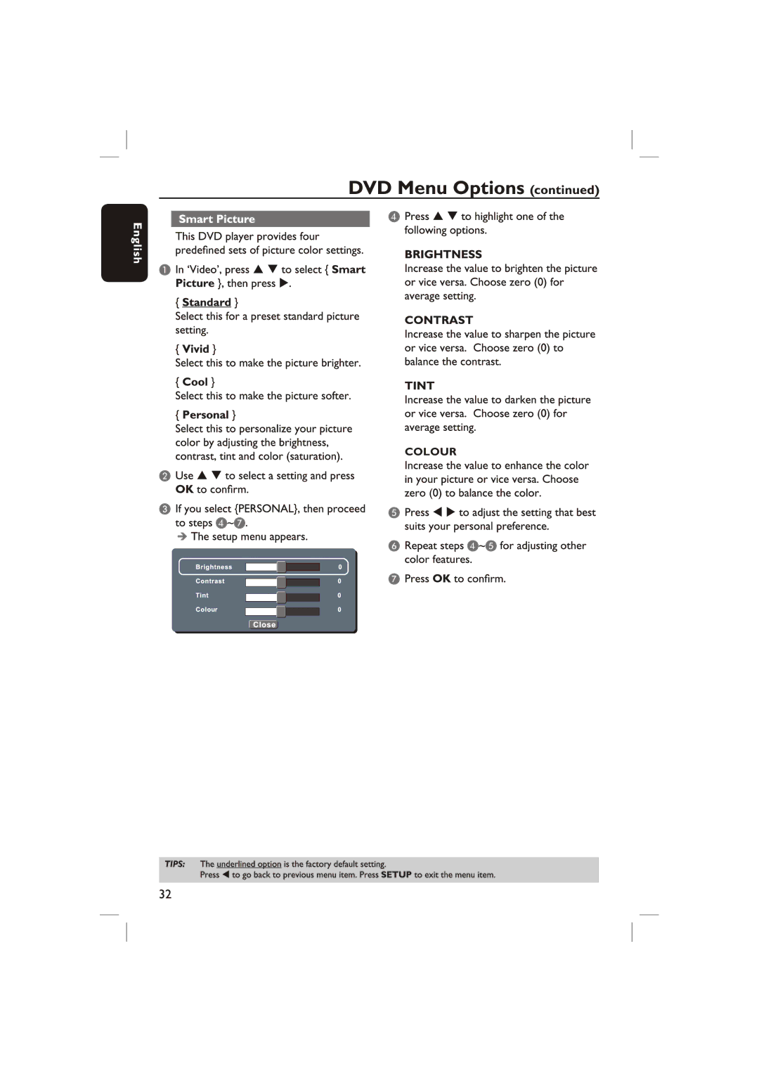 Philips DVP3236X/94 manual Colour 