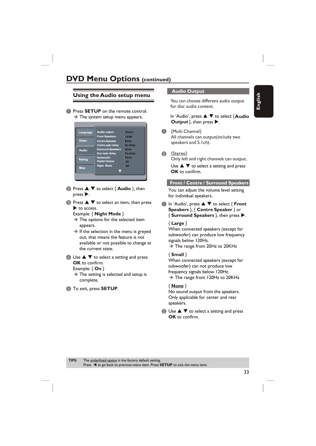 Philips DVP3236X/94 manual Audio Output 