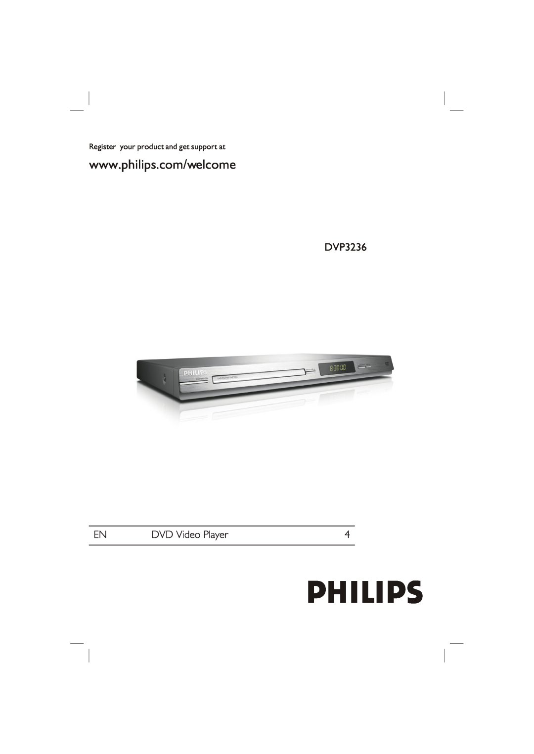 Philips DVP3236X/94 manual Register your product and get support at 
