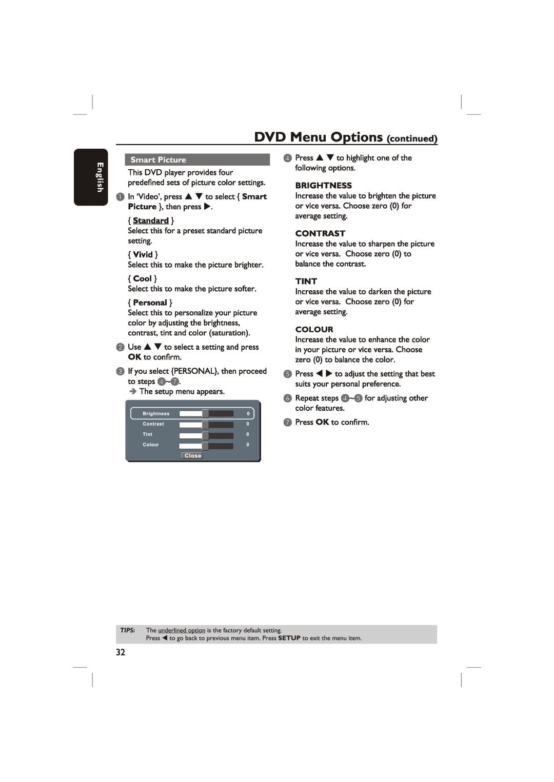 Philips DVP3236X/94 manual Colour 