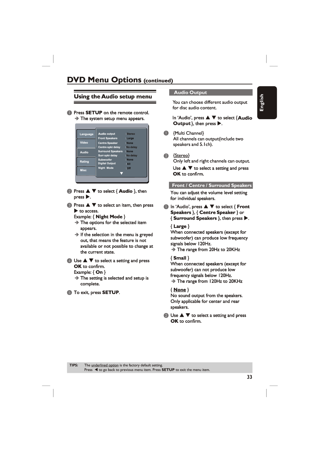 Philips DVP3236X/94 manual Audio Output 