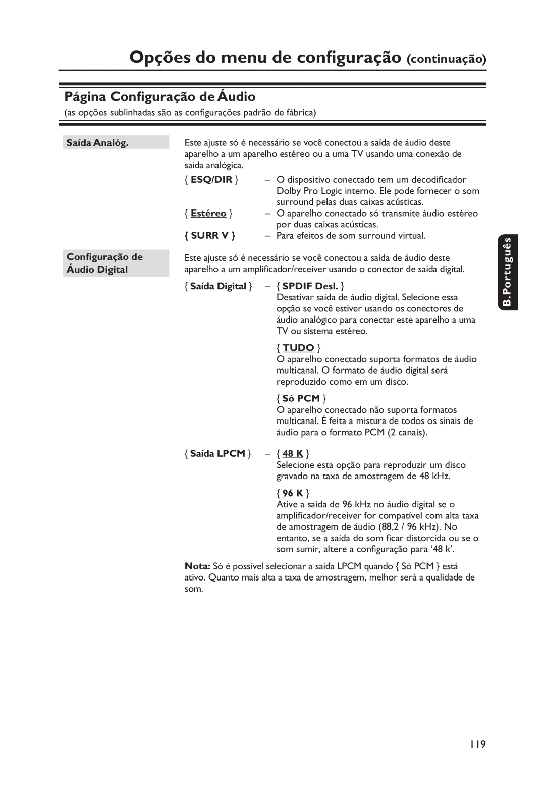 Philips DVP3250K manual Português 