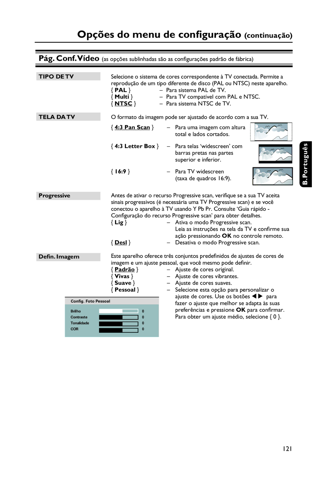 Philips DVP3250K manual Tipo DE TV, Tela DA TV 