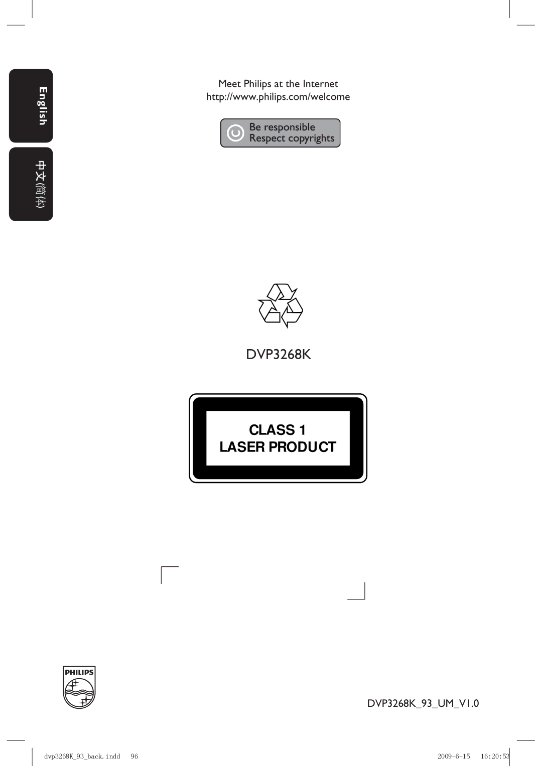 Philips HTP3268K/93, DVP3268K/93 manual Class Laser Product 