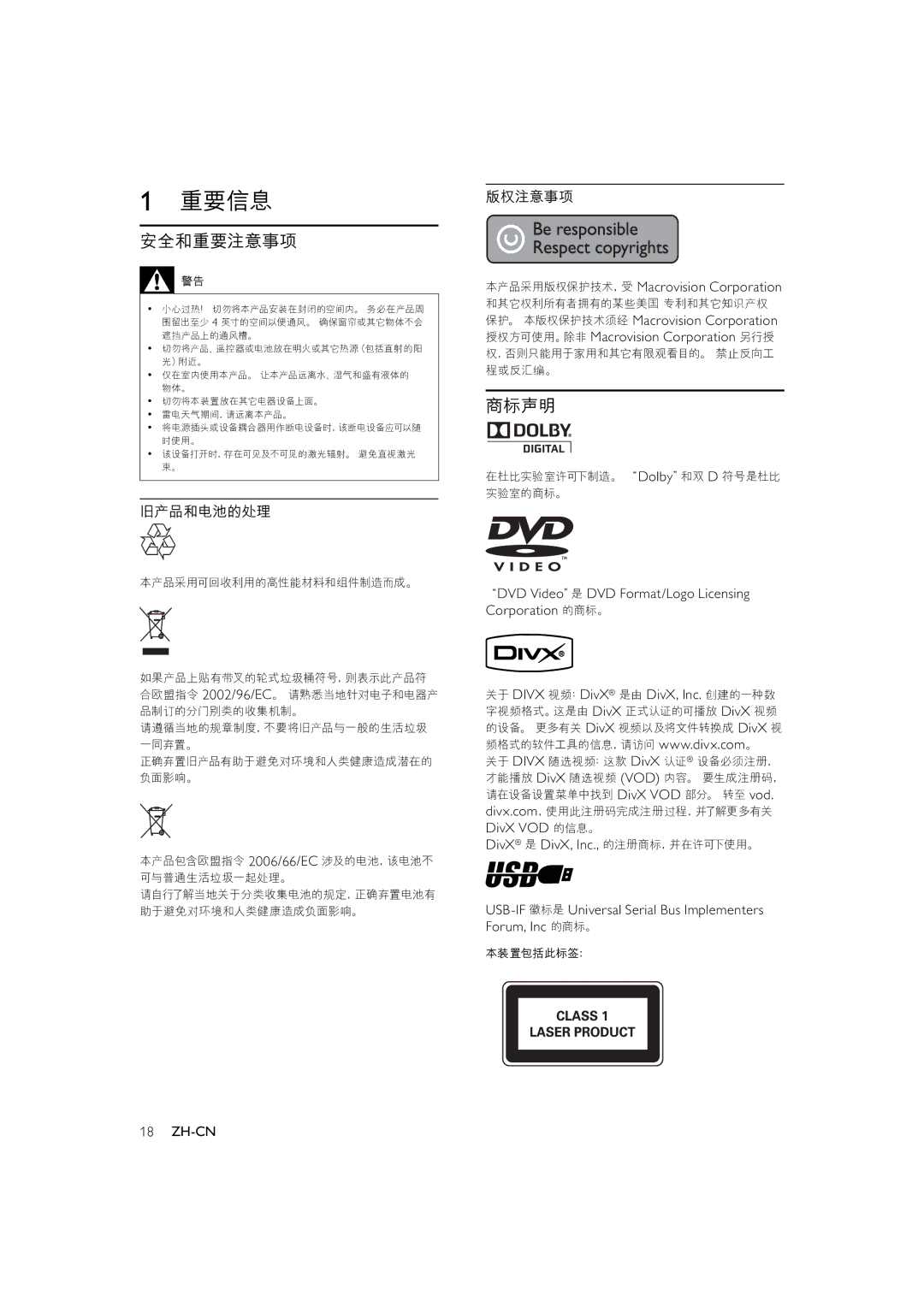 Philips DVP3300, HTP3300/93 user manual Divx, Vod, Usb-If 