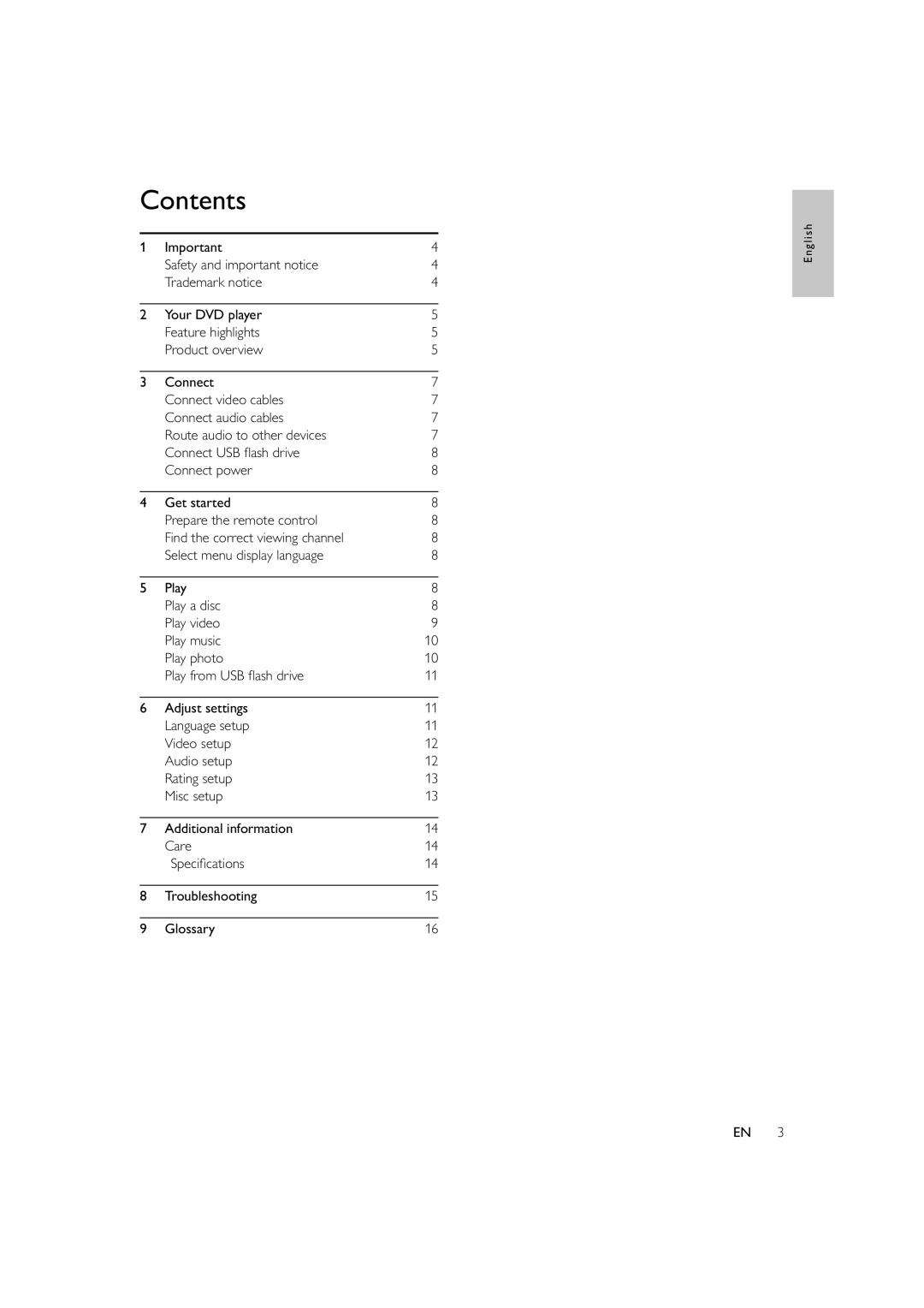 Philips DVP3300, HTP3300/93 user manual Contents 