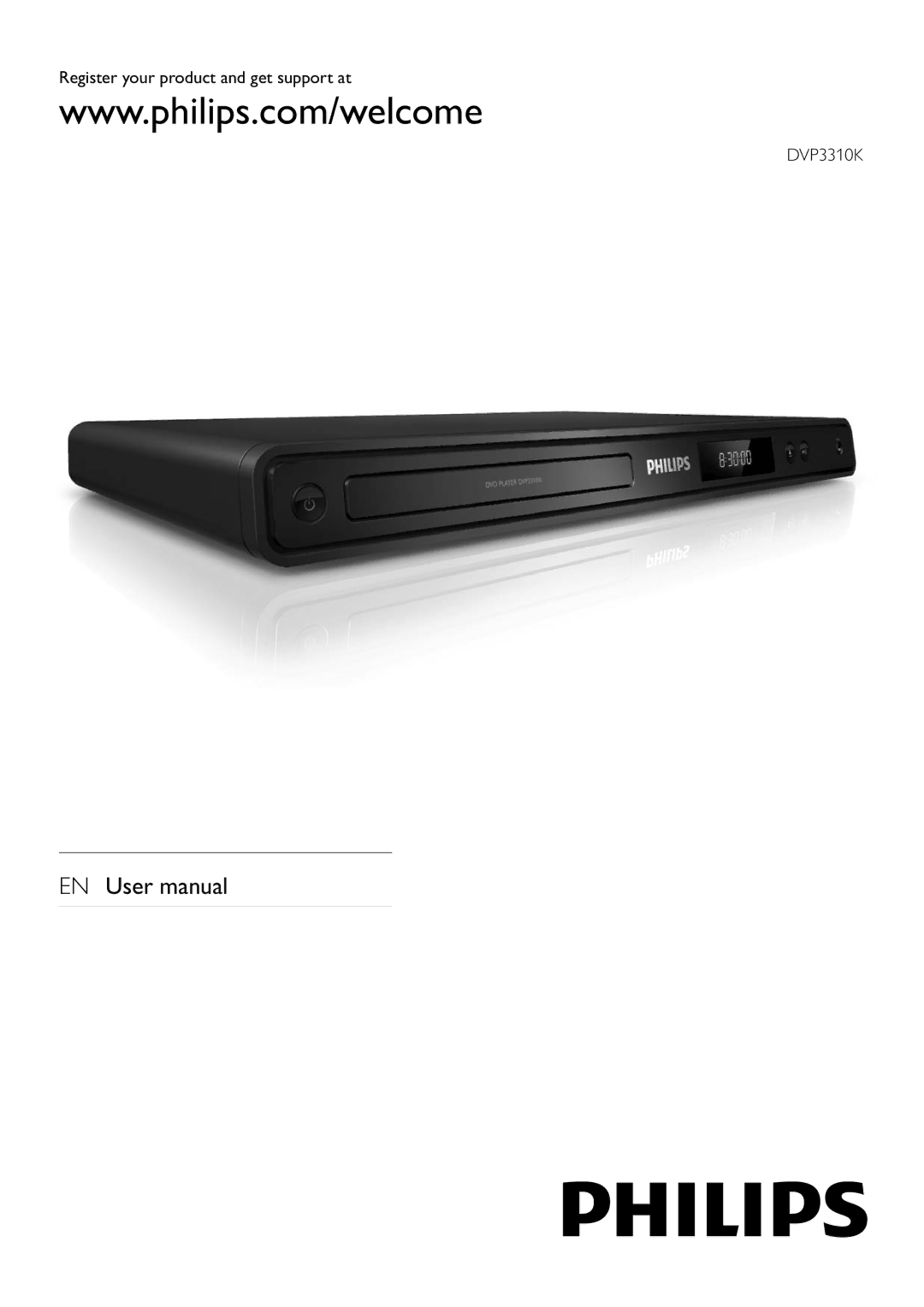 Philips DVP3310K/75 user manual Register your product and get support at DVP3310K 