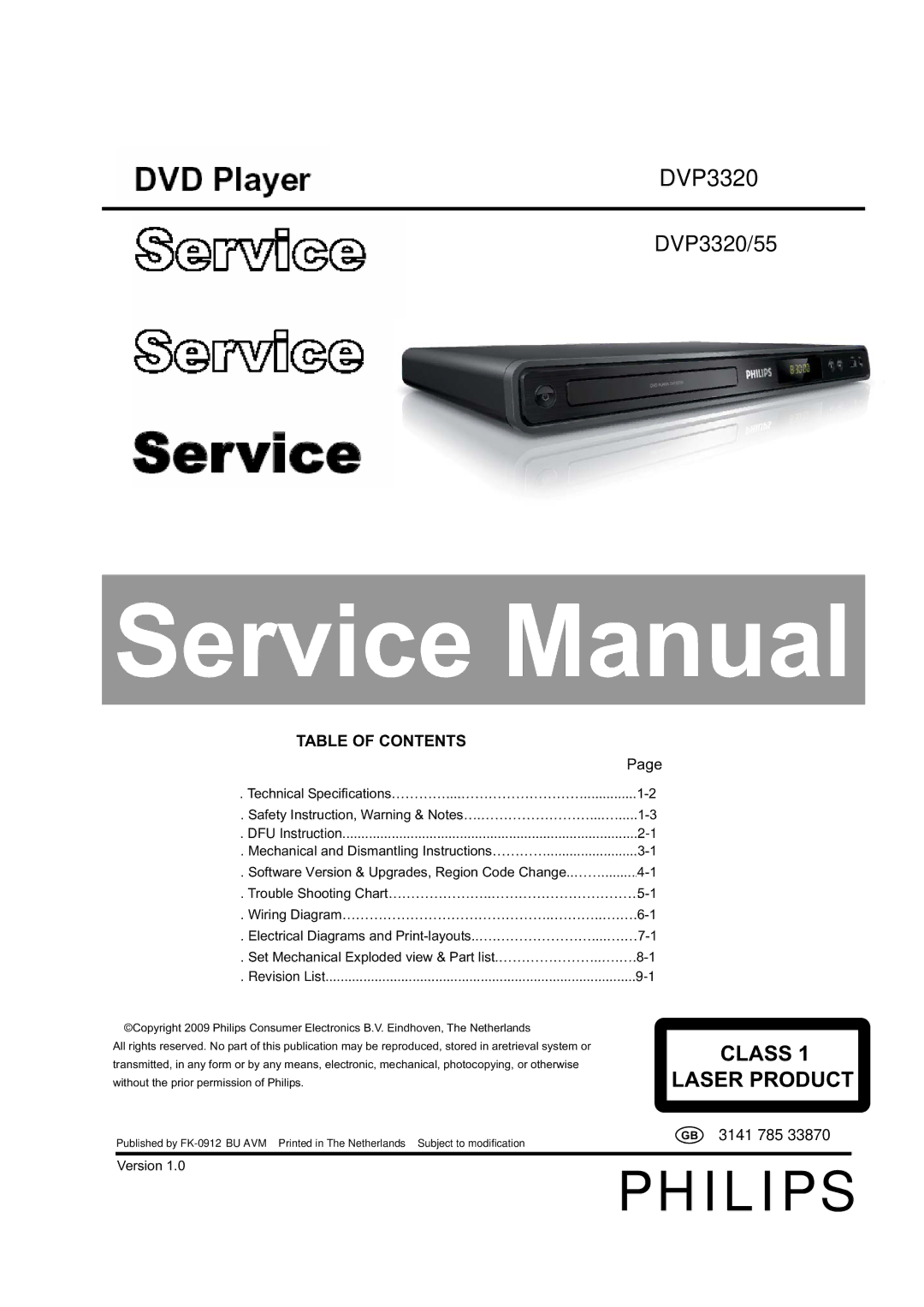 Philips DVP3320/55 service manual Philips 