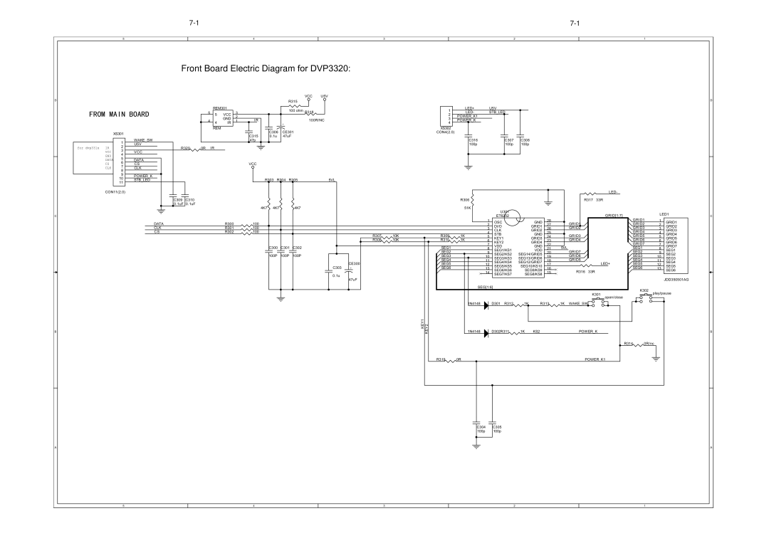 Philips DVP3320/55 service manual Front Board Electric Diagram for DVP3320 