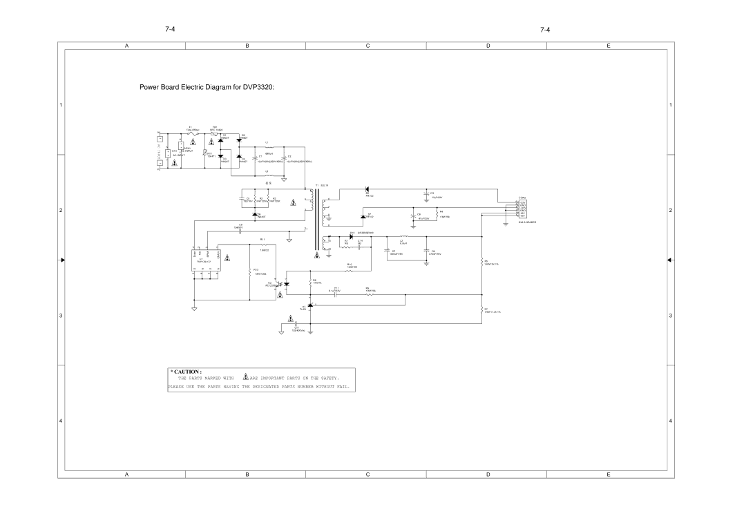 Philips DVP3320/55 service manual Power Board Electric Diagram for DVP3320 