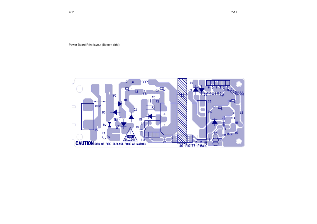 Philips DVP3320/55 service manual Power Board Print-layout Bottom side 