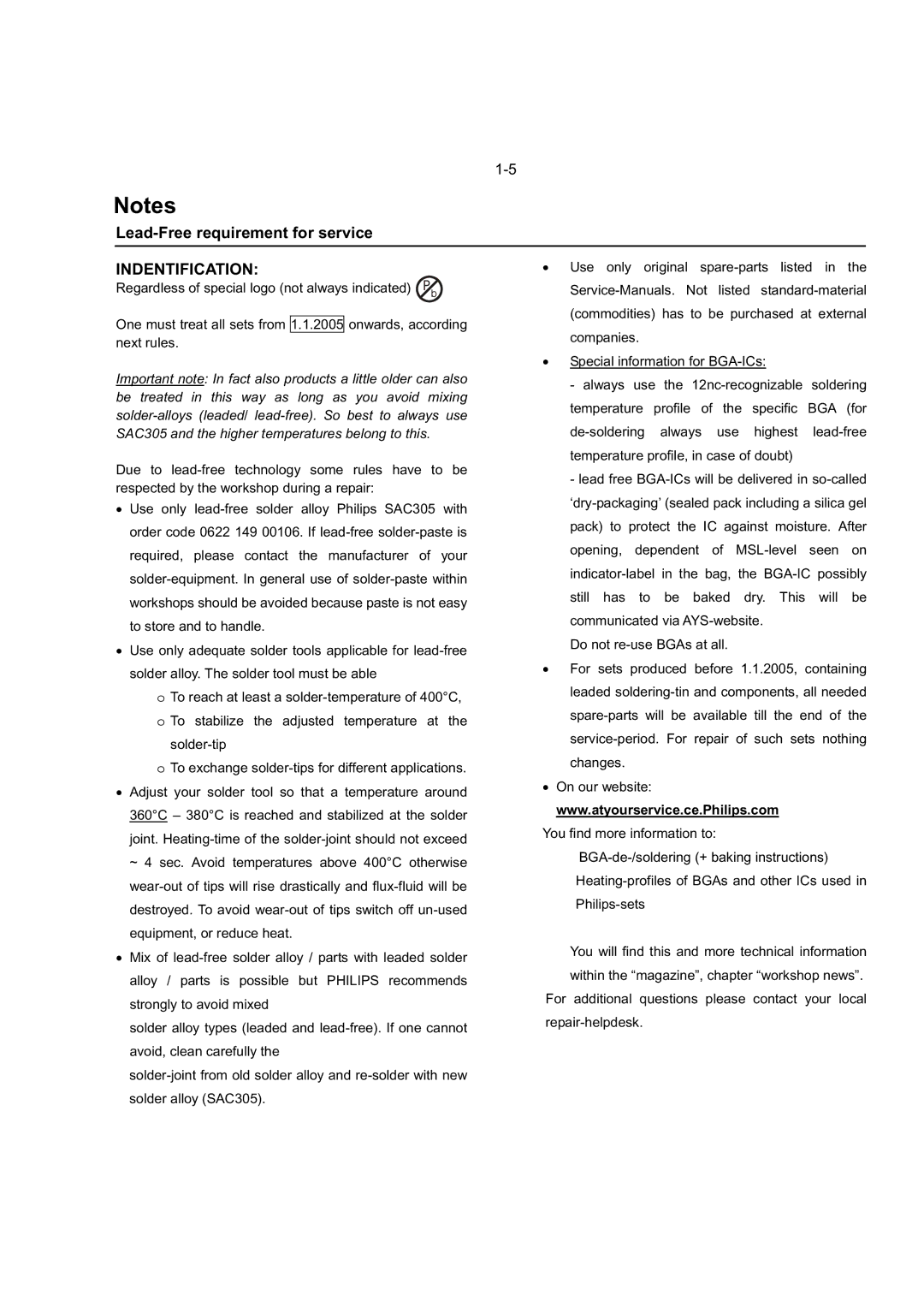 Philips DVP3320/55 service manual Lead-Free requirement for service, Indentification 