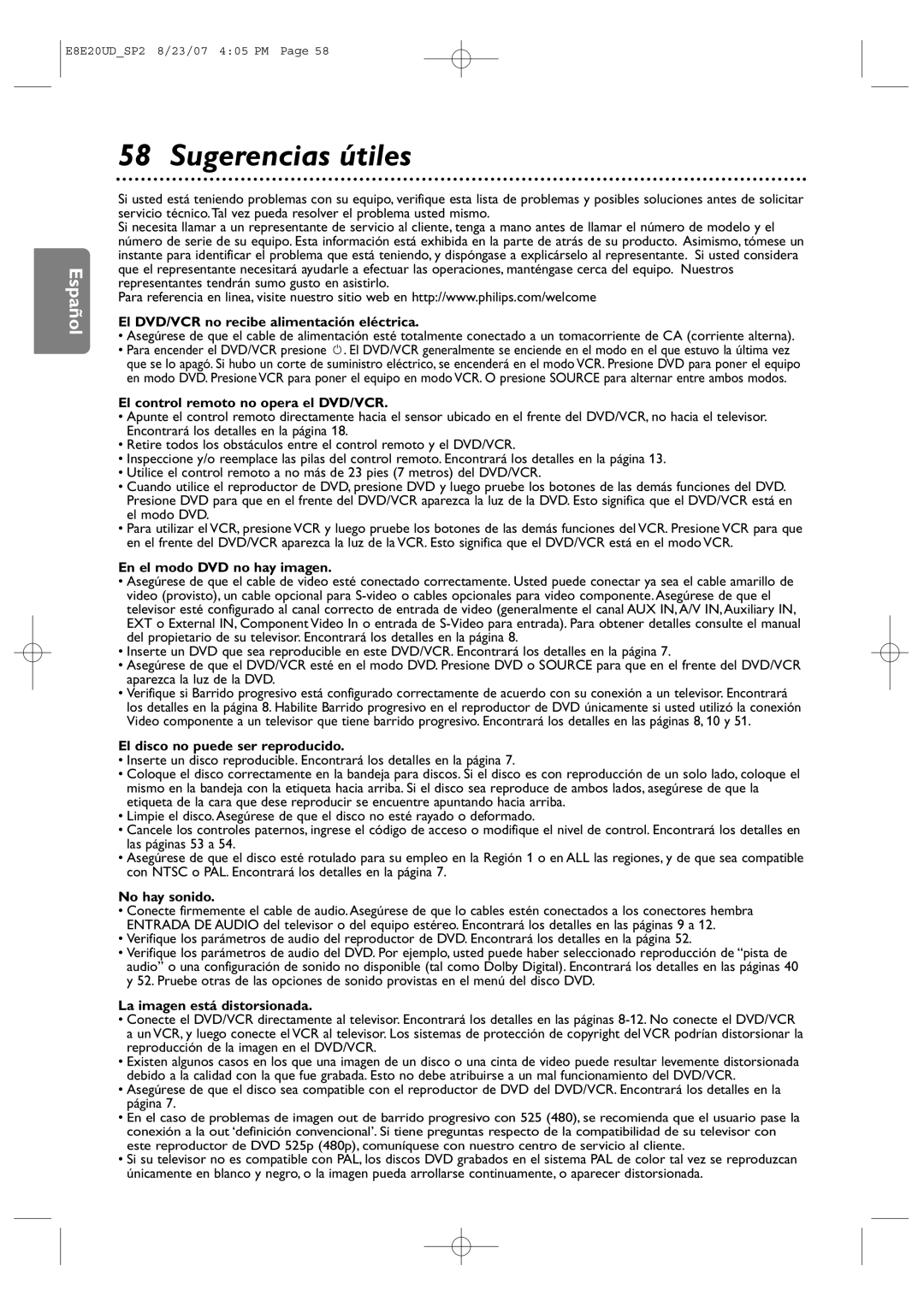 Philips DVP3345V/17 user manual Sugerencias útiles 