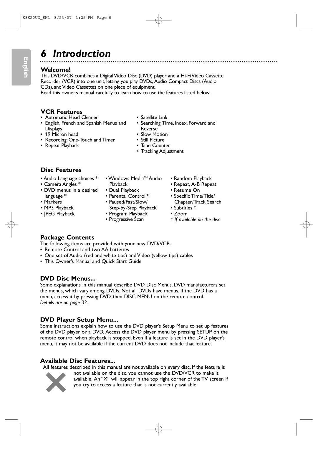 Philips DVP3345V/17 user manual Introduction 