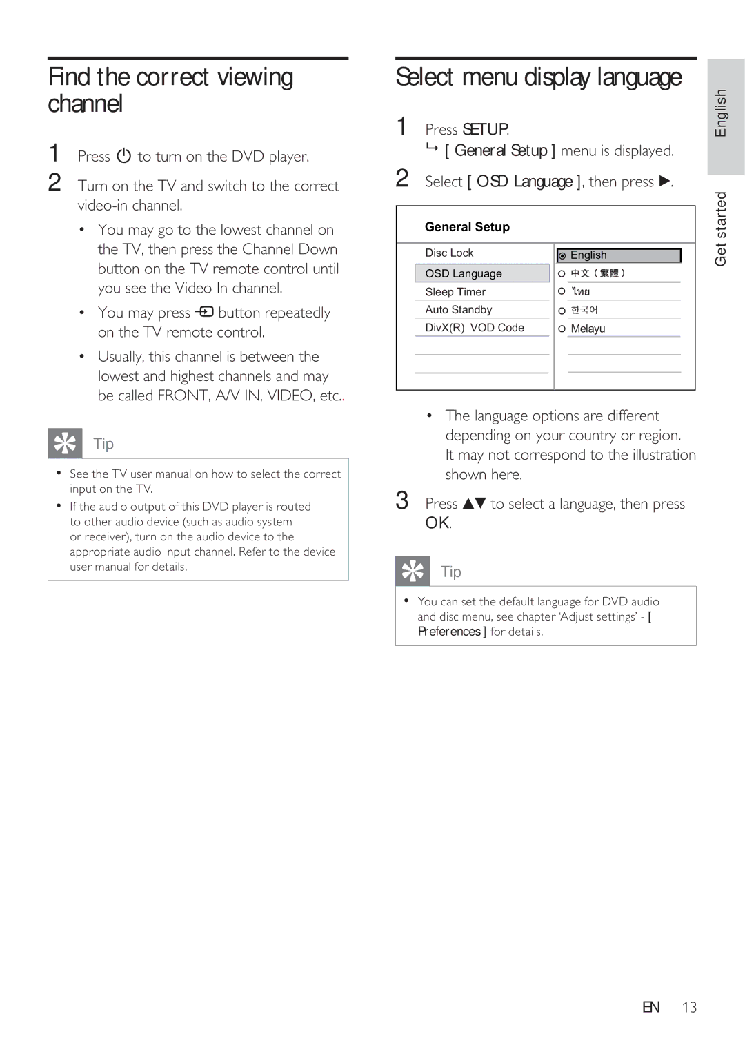 Philips DVP3350K user manual Find the correct viewing channel, You may press button repeatedly on the TV remote control 